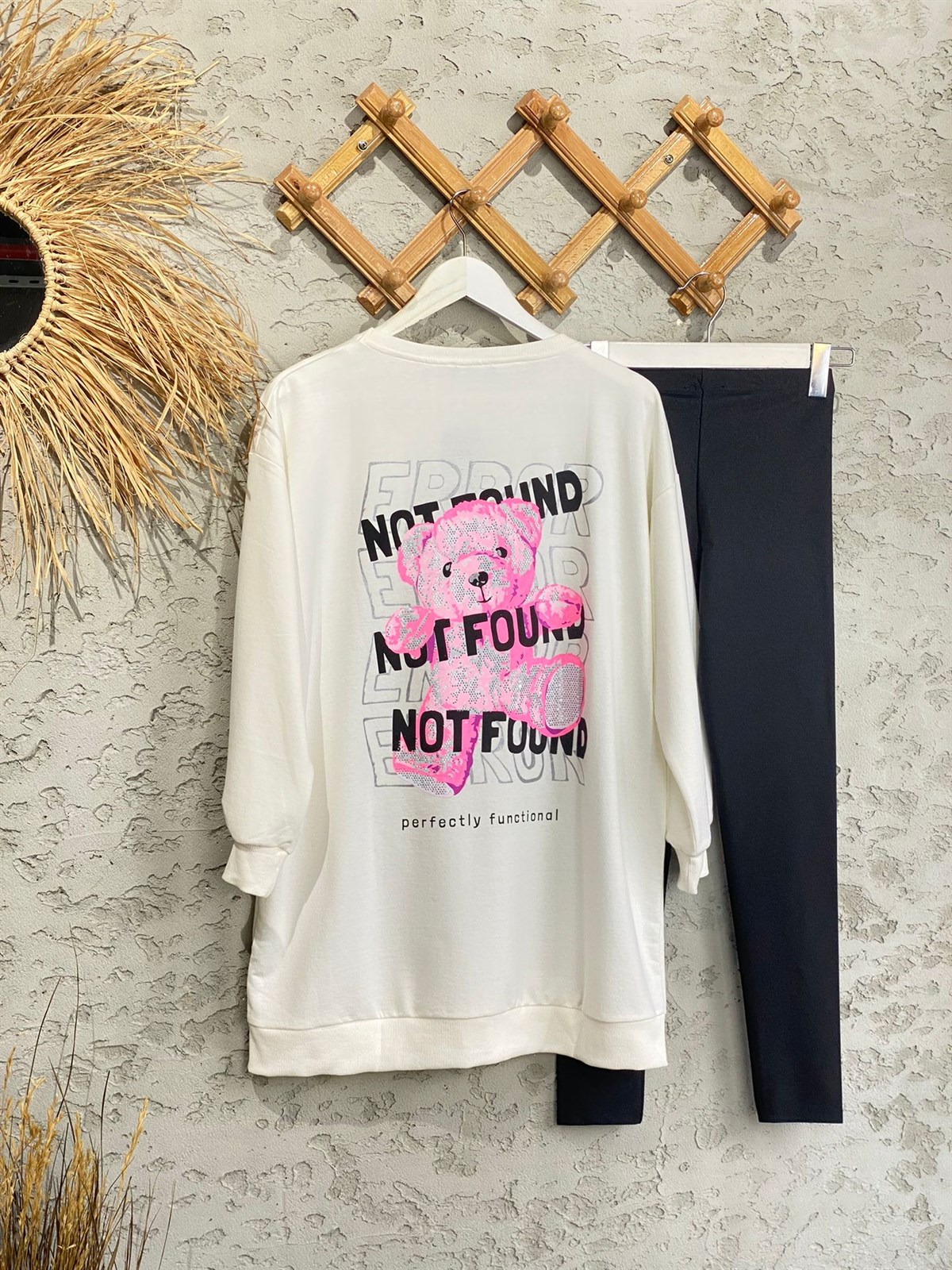 Mini Tedy Baskılı Tunik Sweat (Ekru)