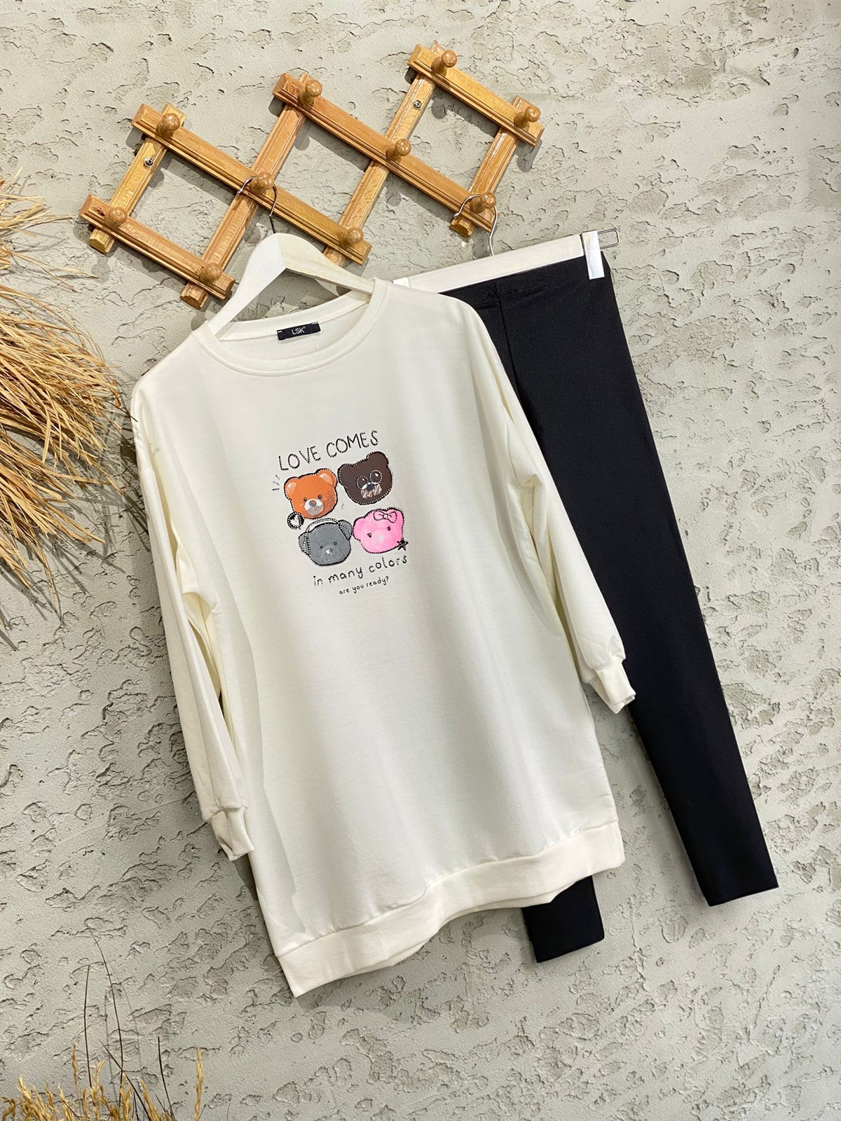 Mini Tedy Baskılı Tunik Sweat (Ekru)