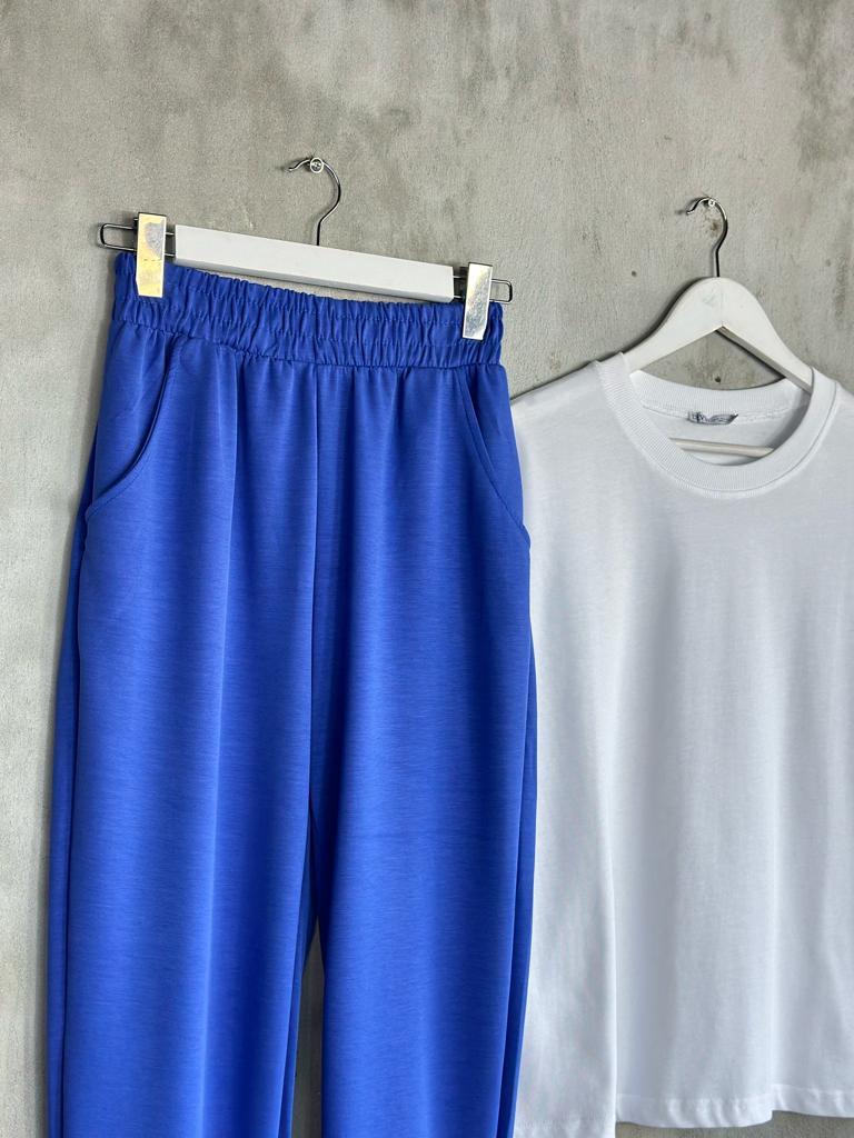 Modal Kumaş Paça Manşetli Eşofman (Saks)
