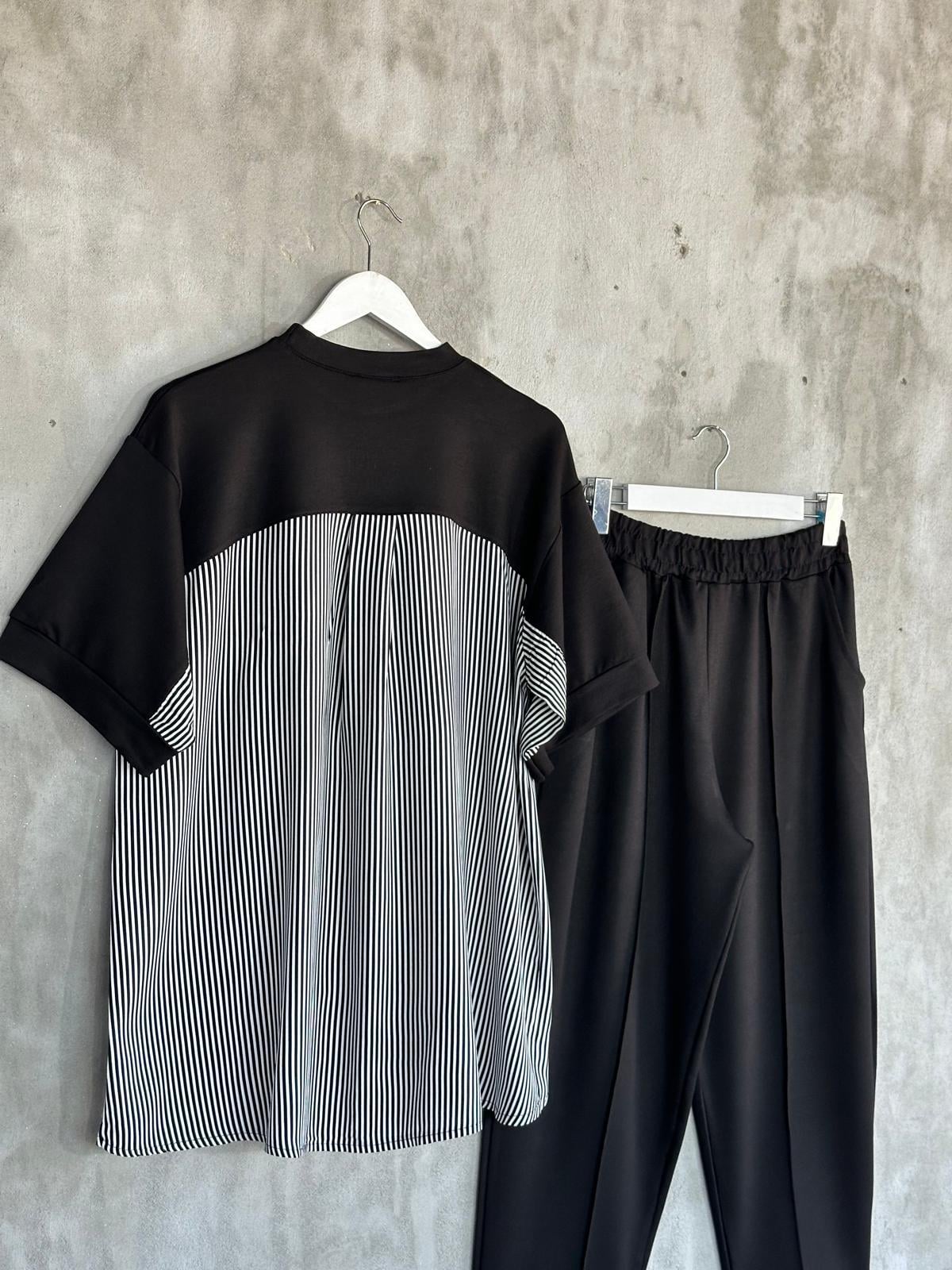 Modal Kumaş Sweat Gömlekli Şalvar Model Takım (Siyah)