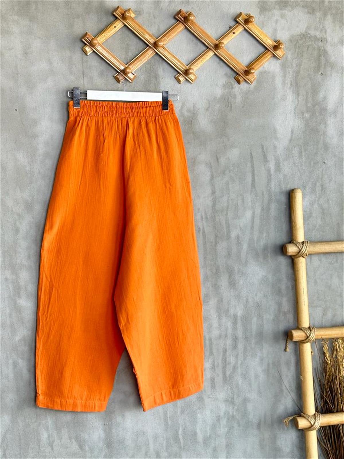 Müslin Kumaş Şalvar Pantolon (Oranj)