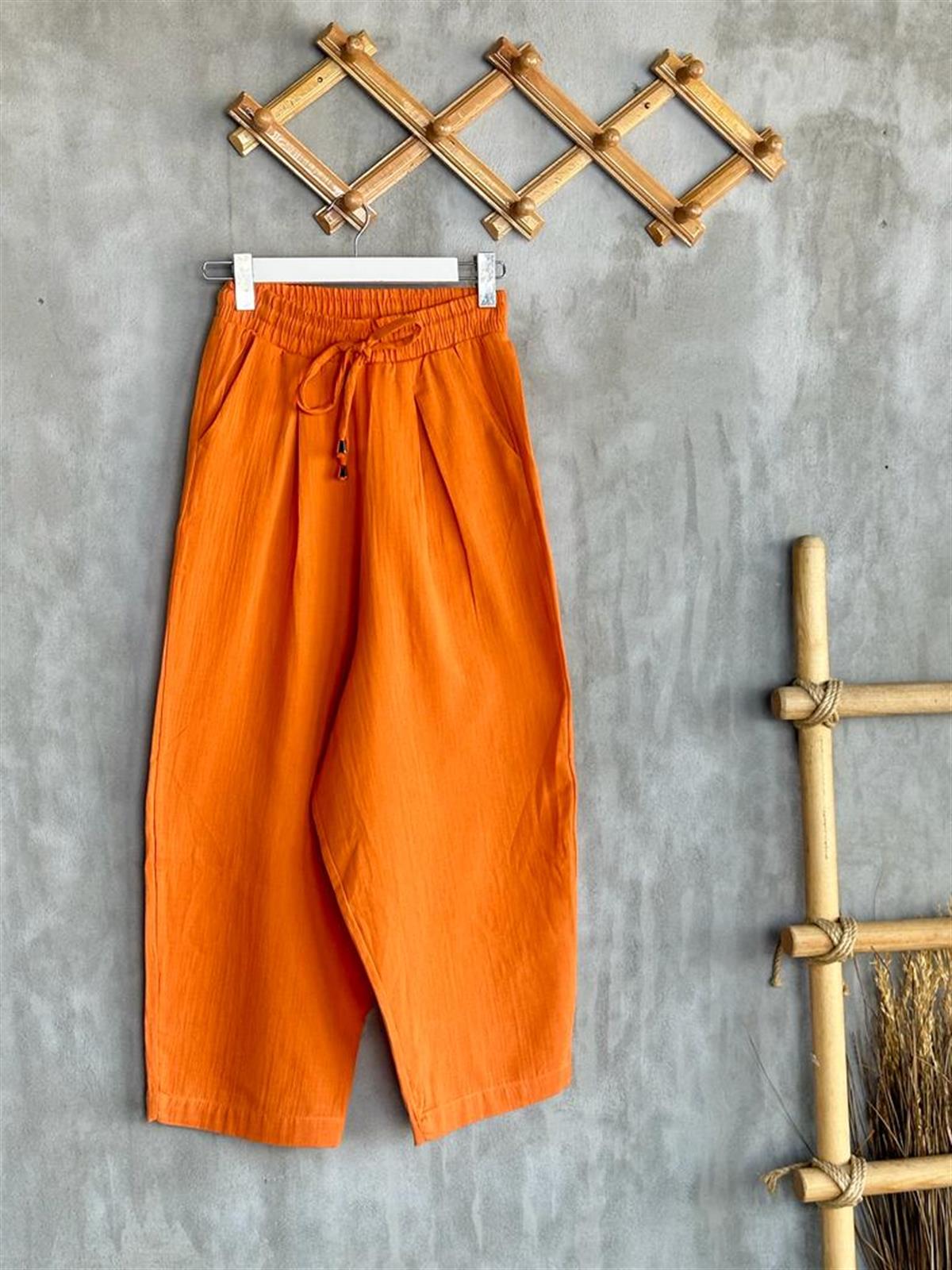 Müslin Kumaş Şalvar Pantolon (Oranj)
