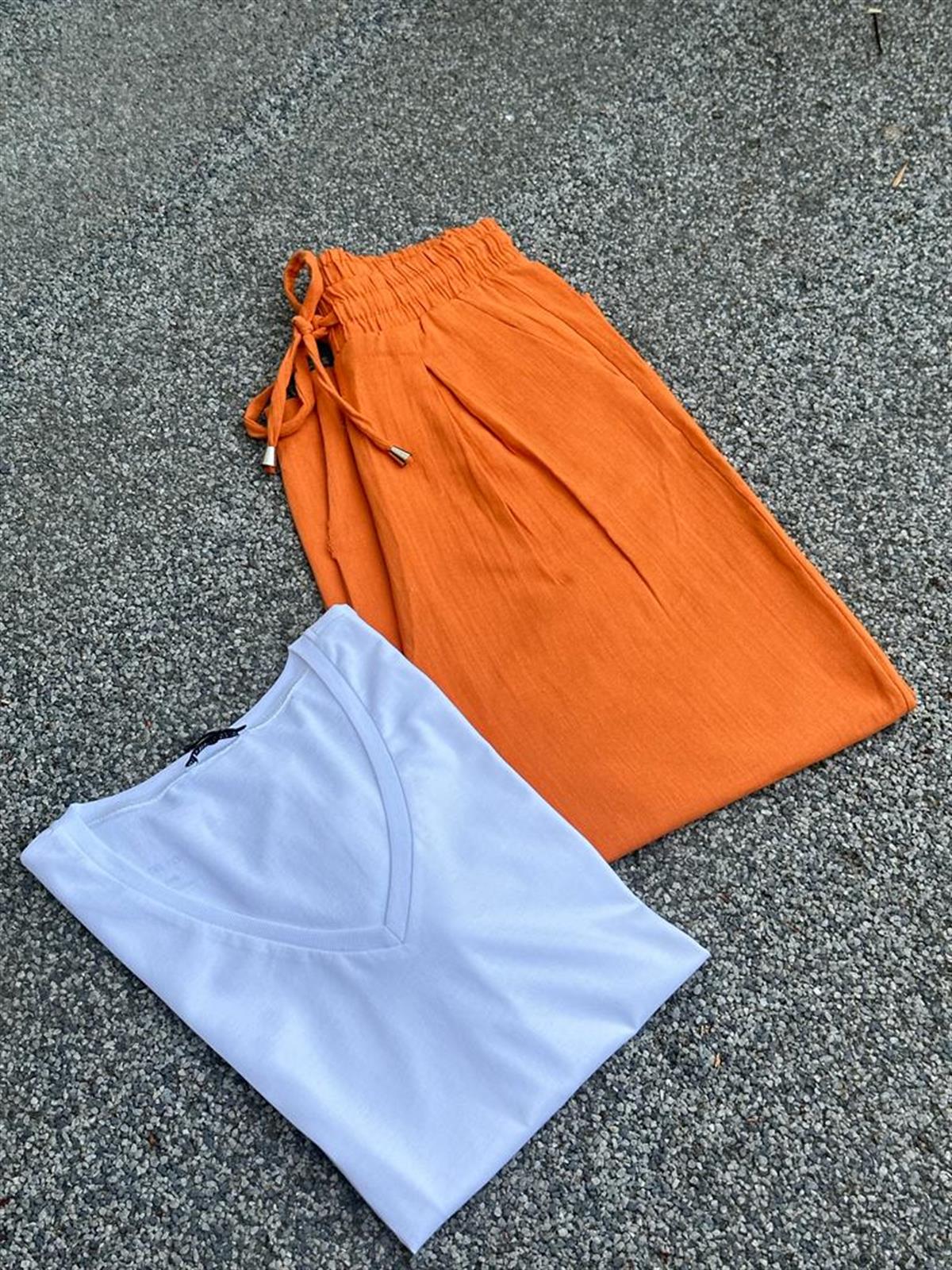 Müslin Kumaş Şalvar Pantolon (Oranj)