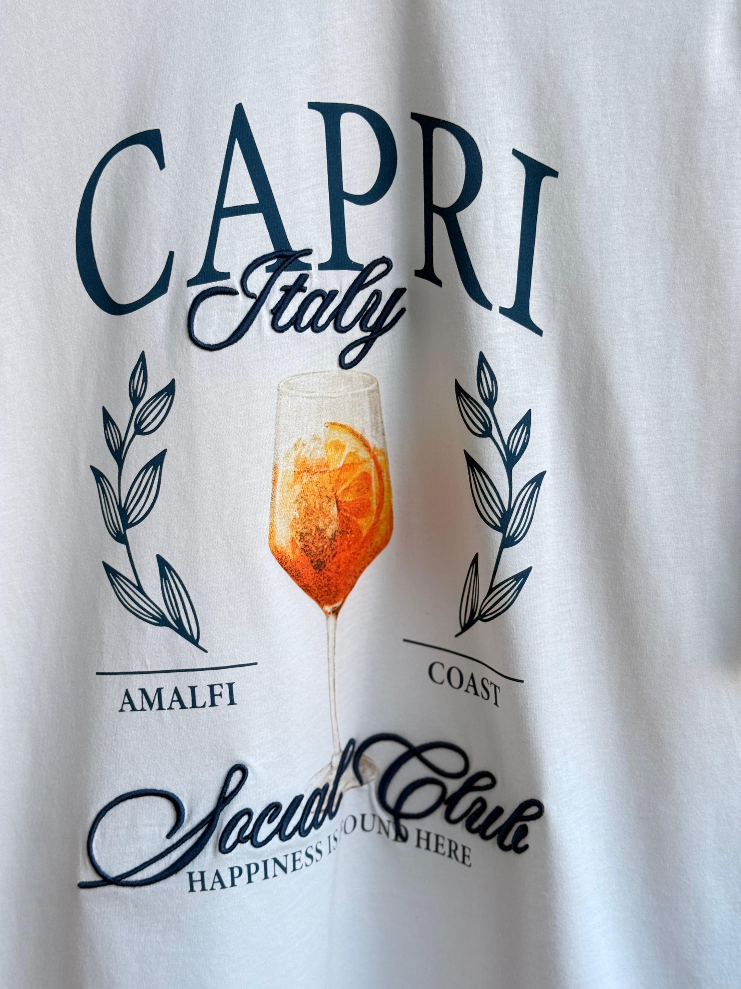 Nakış Yazı Baskılı Oversize Tişört (Beyaz)