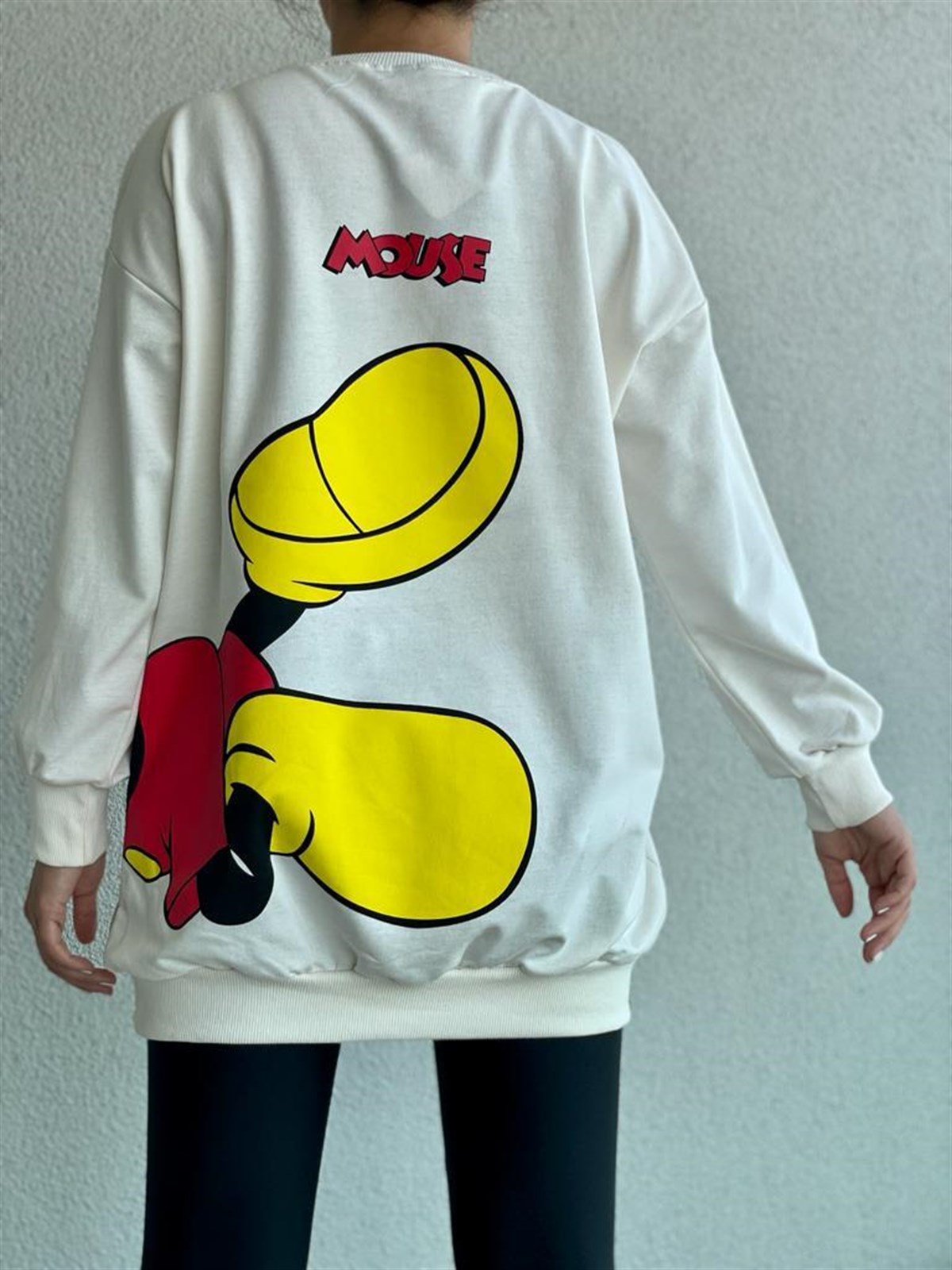 Ön ve Sırt Mickey Baskı Detaylı Sweat (Ekru)