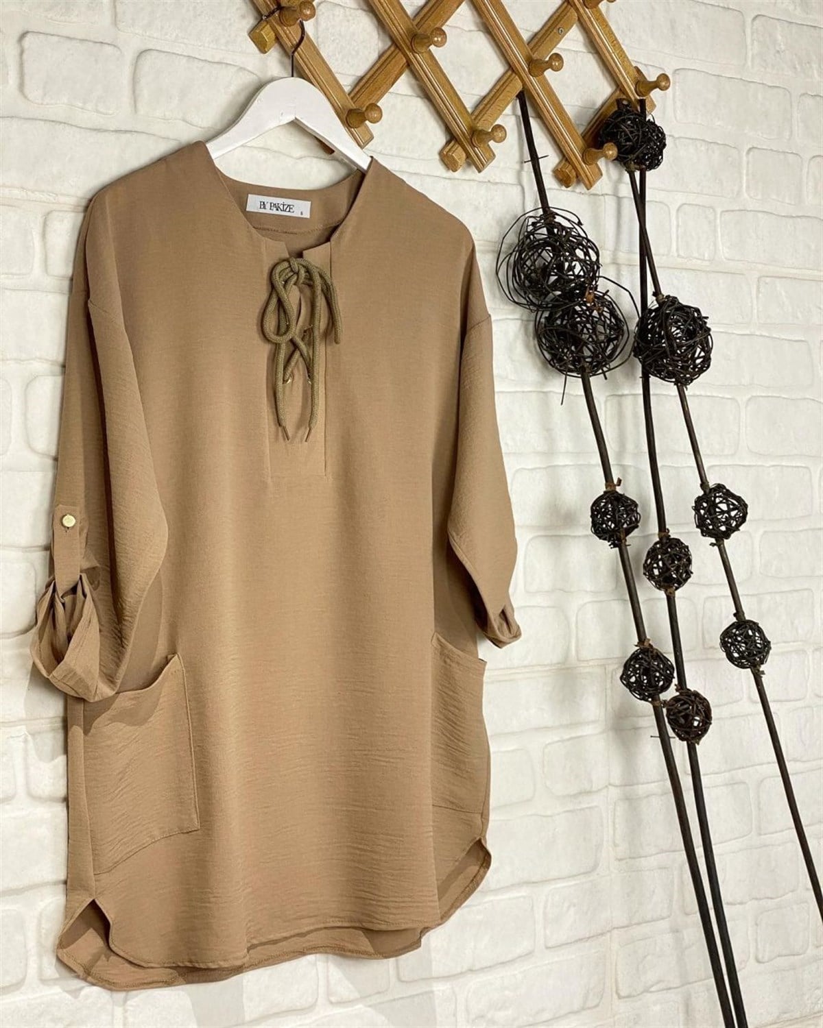 Önden Bağlamalı Gömlek (Camel)