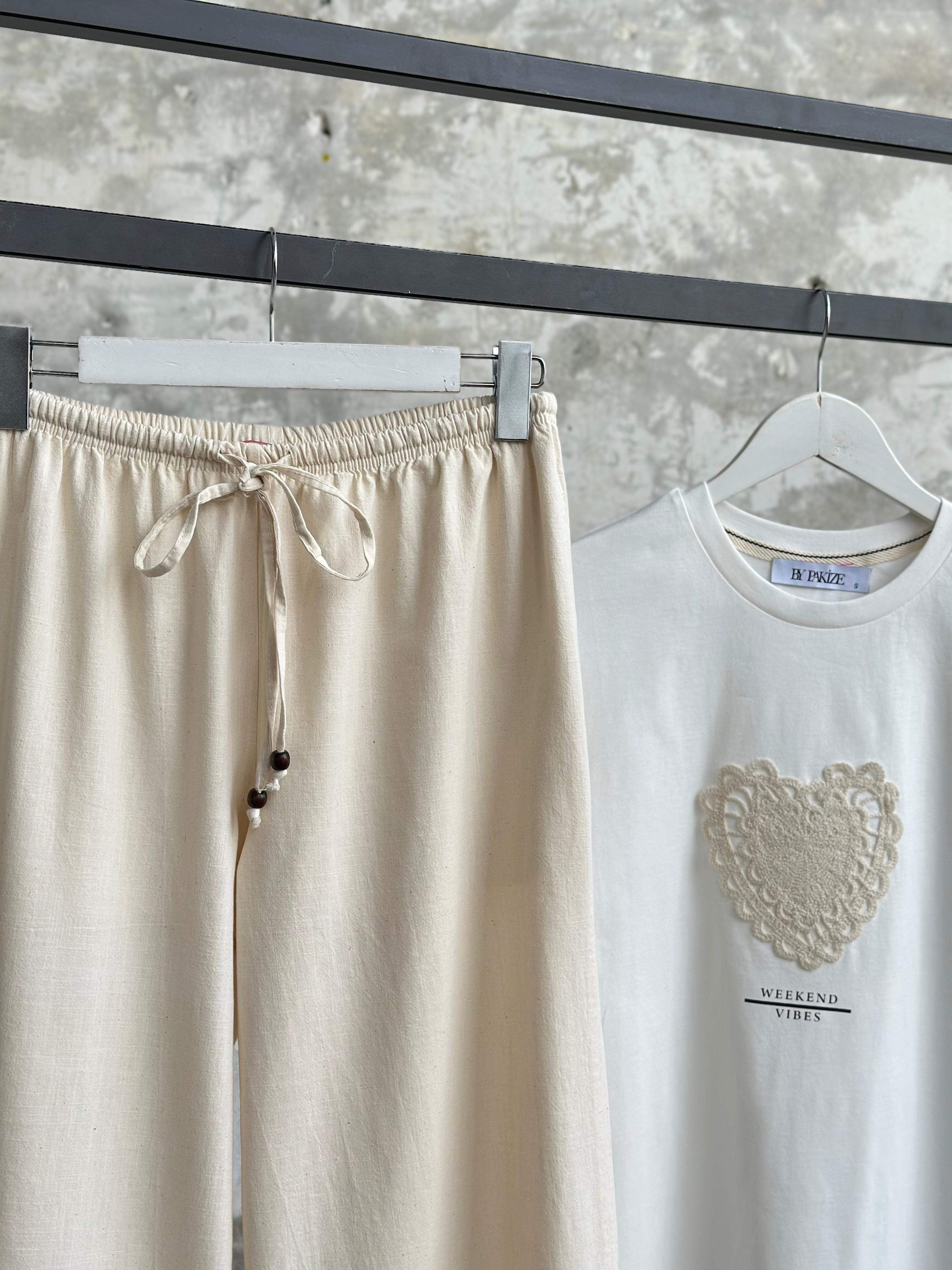 Organik Ham Keten Pantolon (Natural)