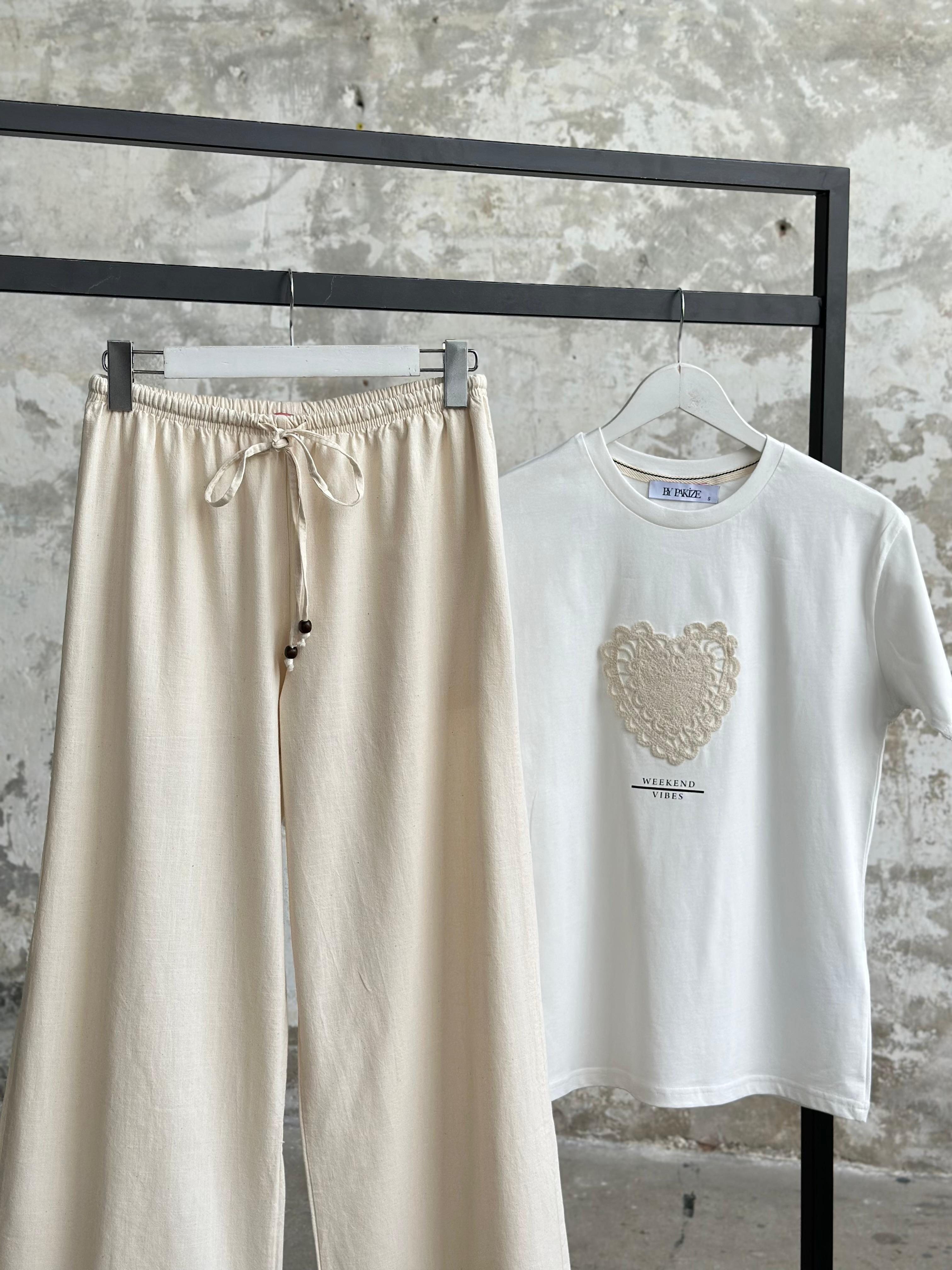 Organik Ham Keten Pantolon (Natural)