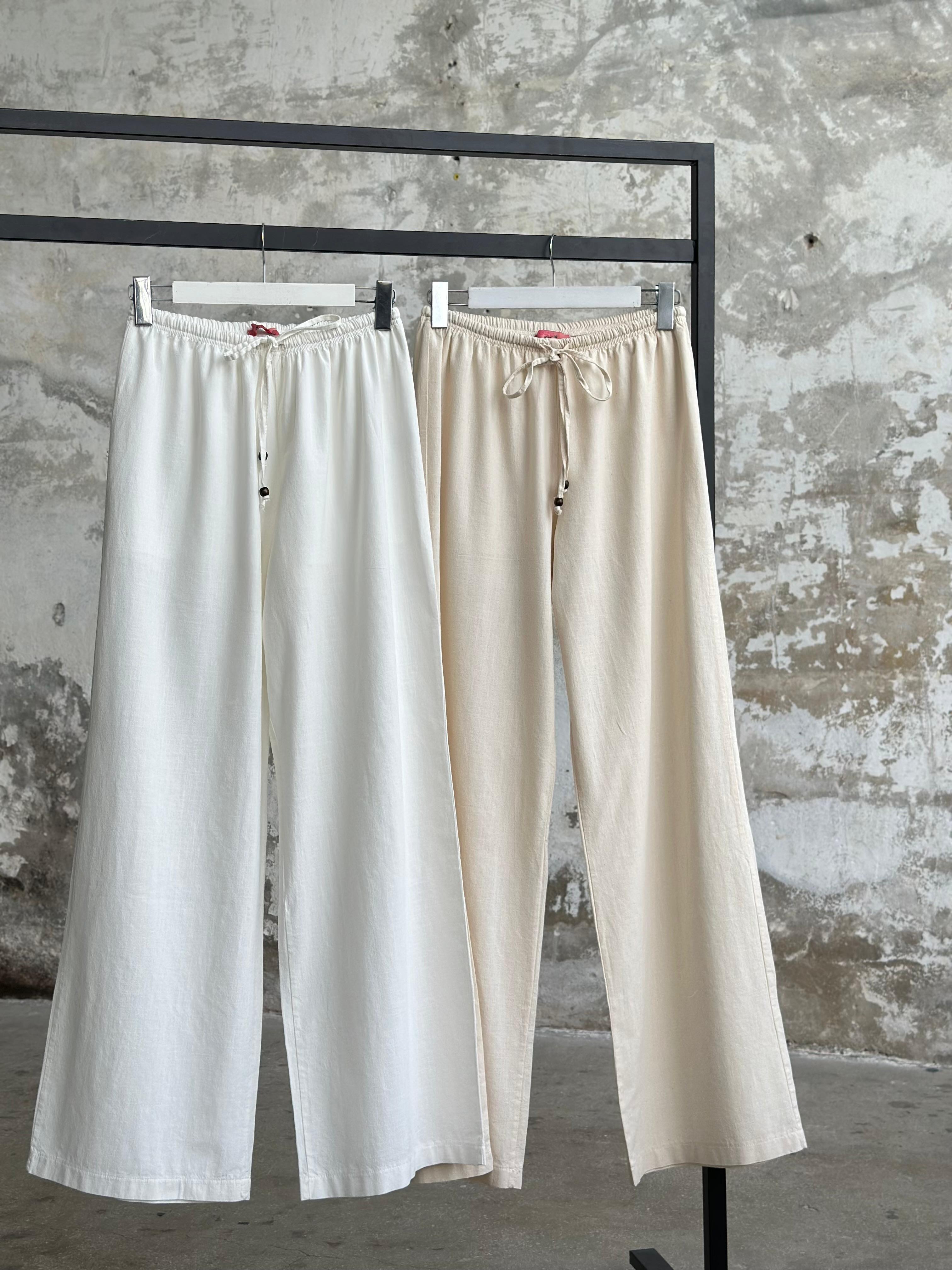 Organik Ham Keten Pantolon (Natural)