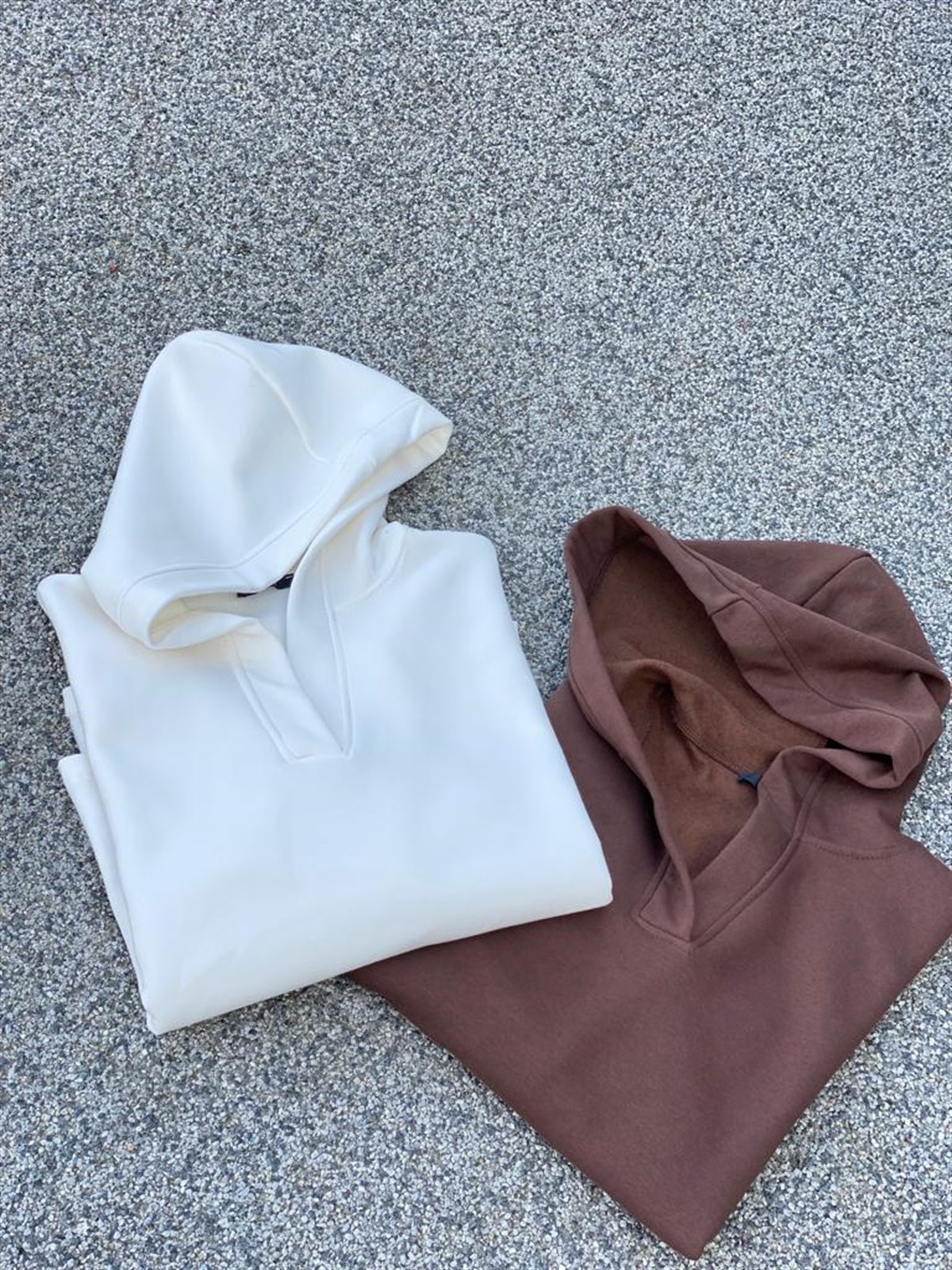 Organik Pamuk Yaka Detaylı Kapüşonlu Basic Sweat Kahve