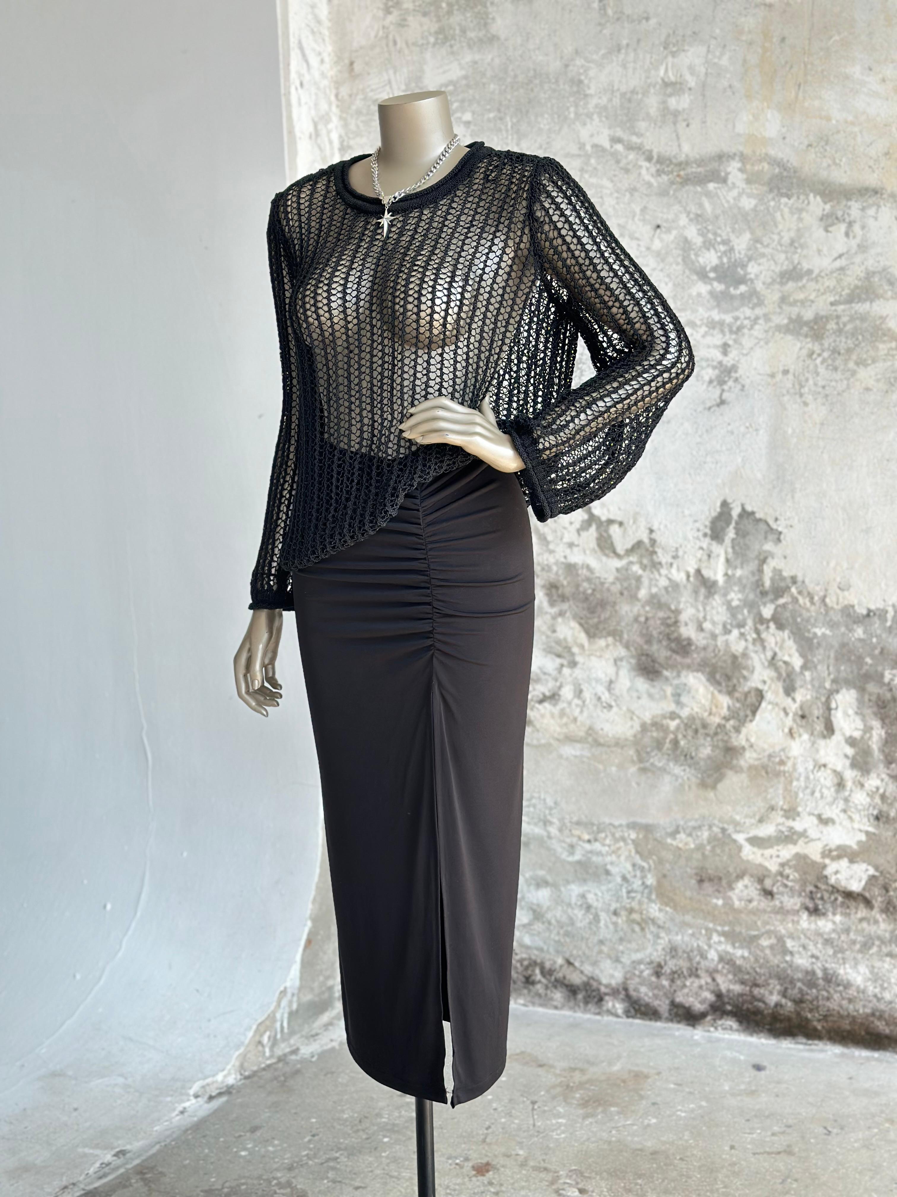 Oversize Delikli Kazak (Siyah)