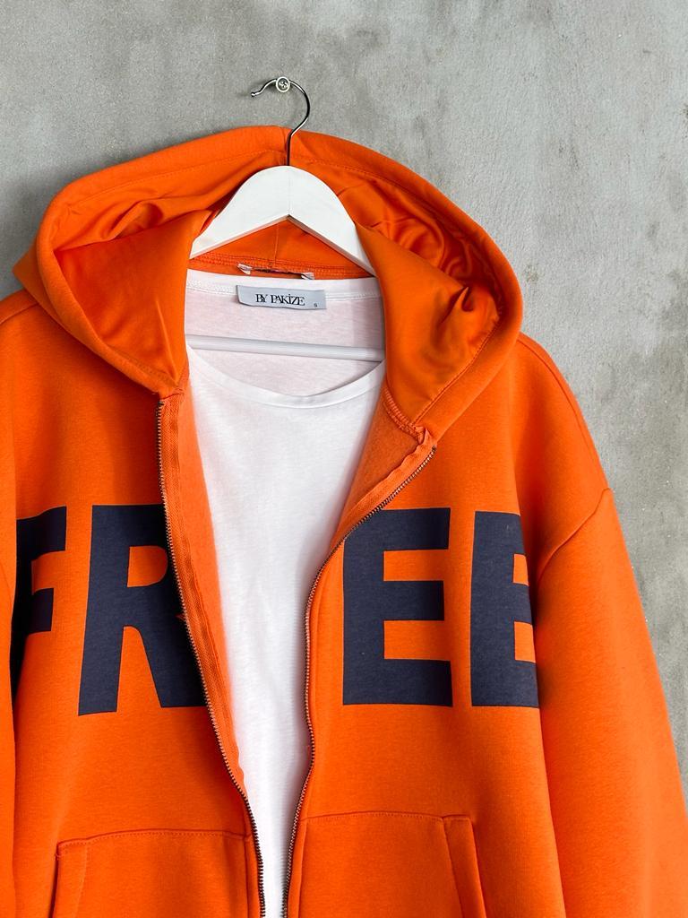 Oversize Fermuarlı Ceket (Oranj)