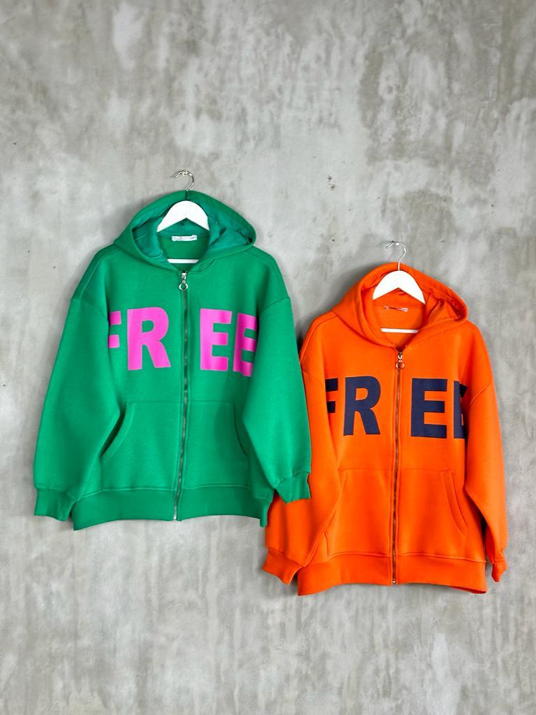 Oversize Fermuarlı Ceket (Oranj)