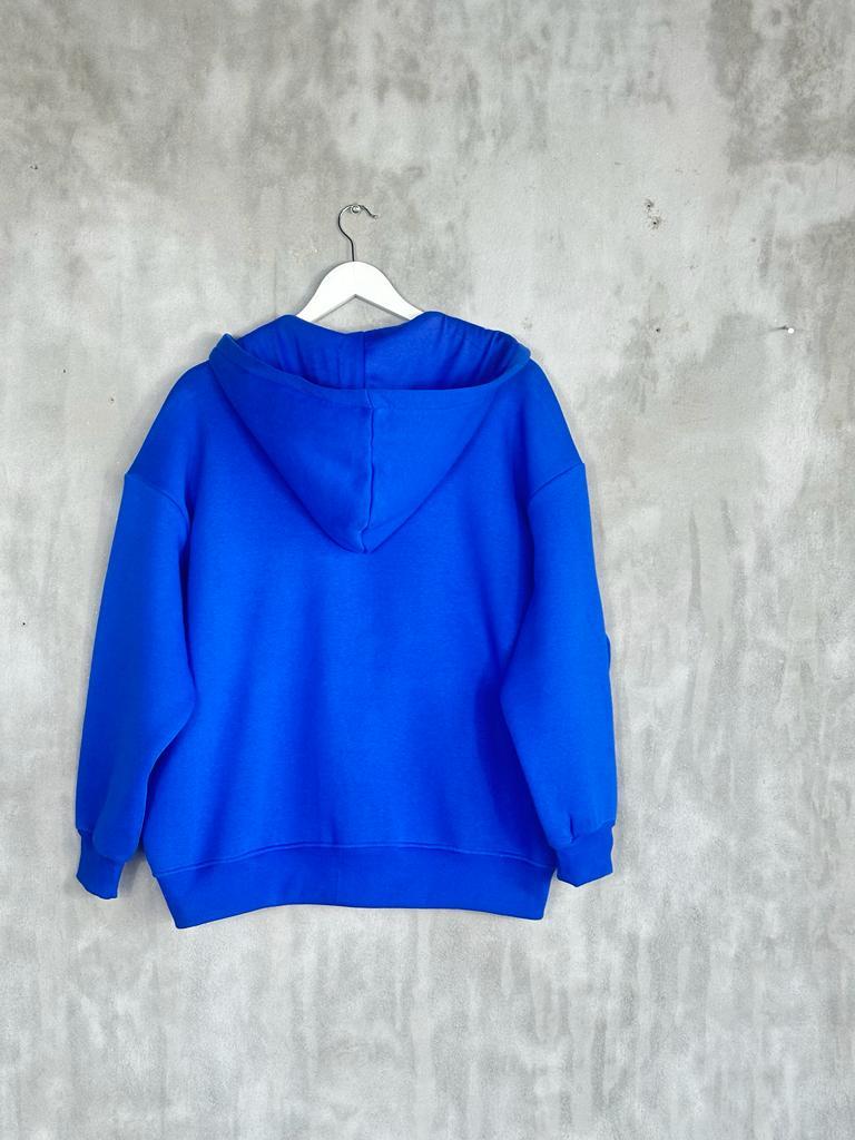 Oversize Fermuarlı Ceket (Saks)