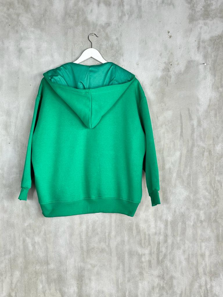 Oversize Fermuarlı Ceket (Yeşil)