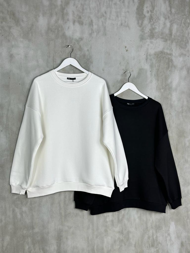 Oversize Kadın Premium Sweatshirt(BEYAZ)