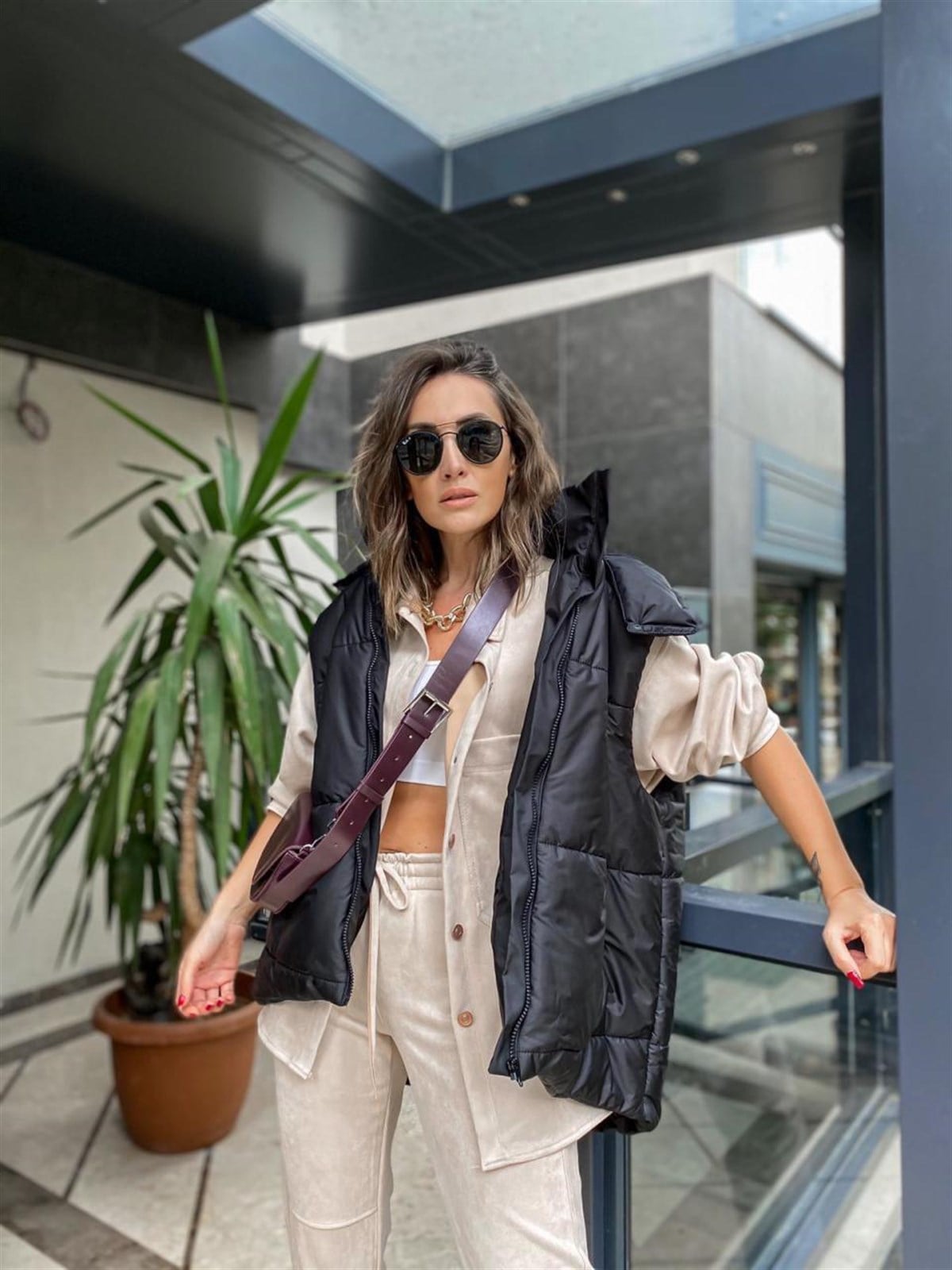 Oversize Kesim Şişme Yelek (SİYAH)