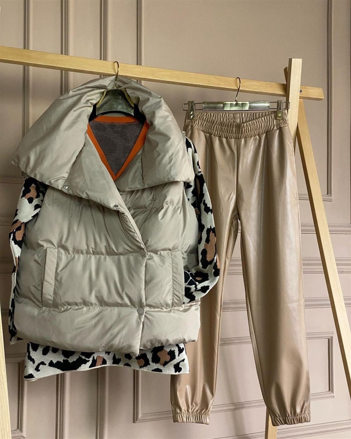 Oversize Model Şişme Yelek (Bej)