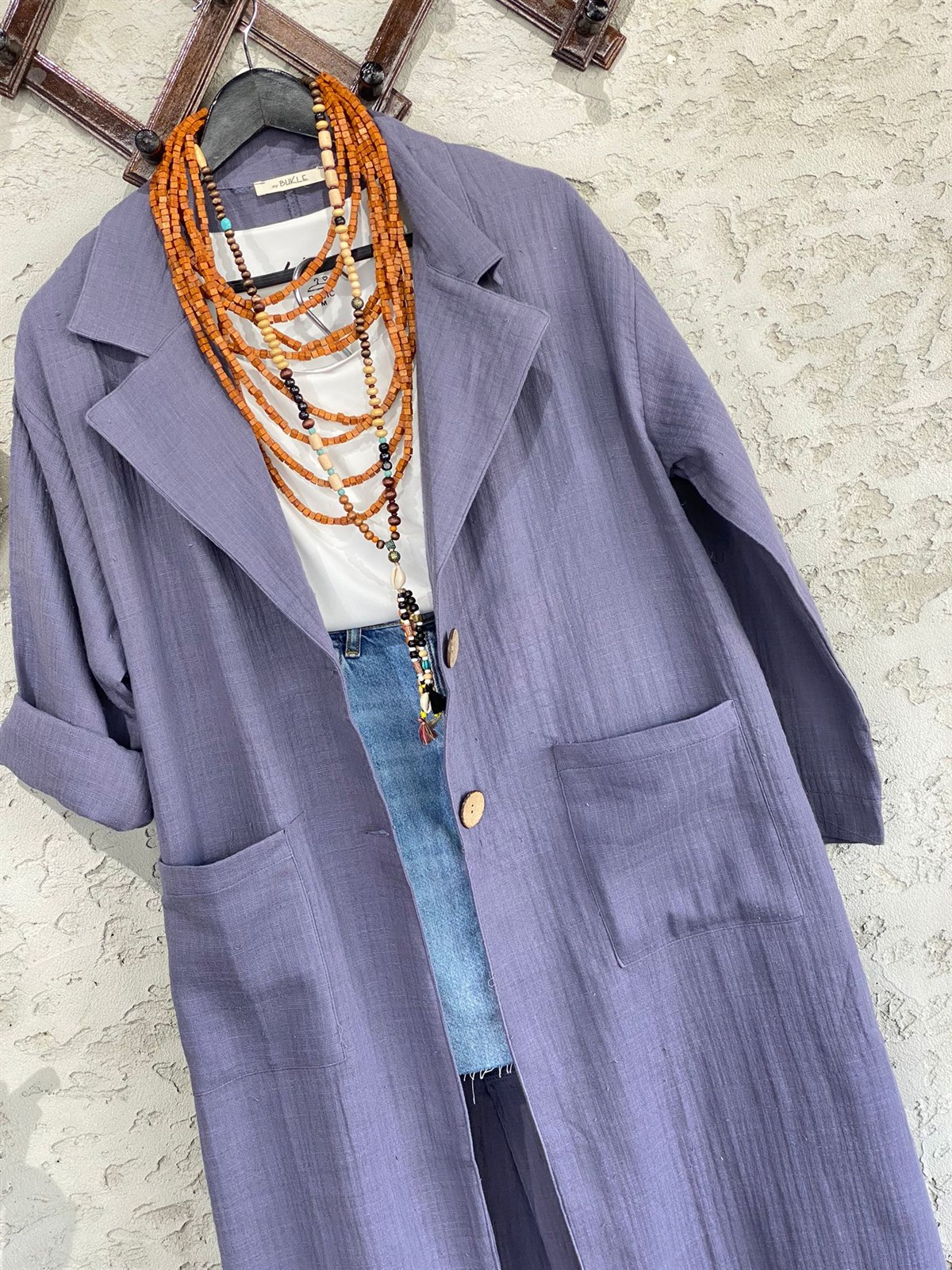 Oversize Müslin Ceket (İndigo)