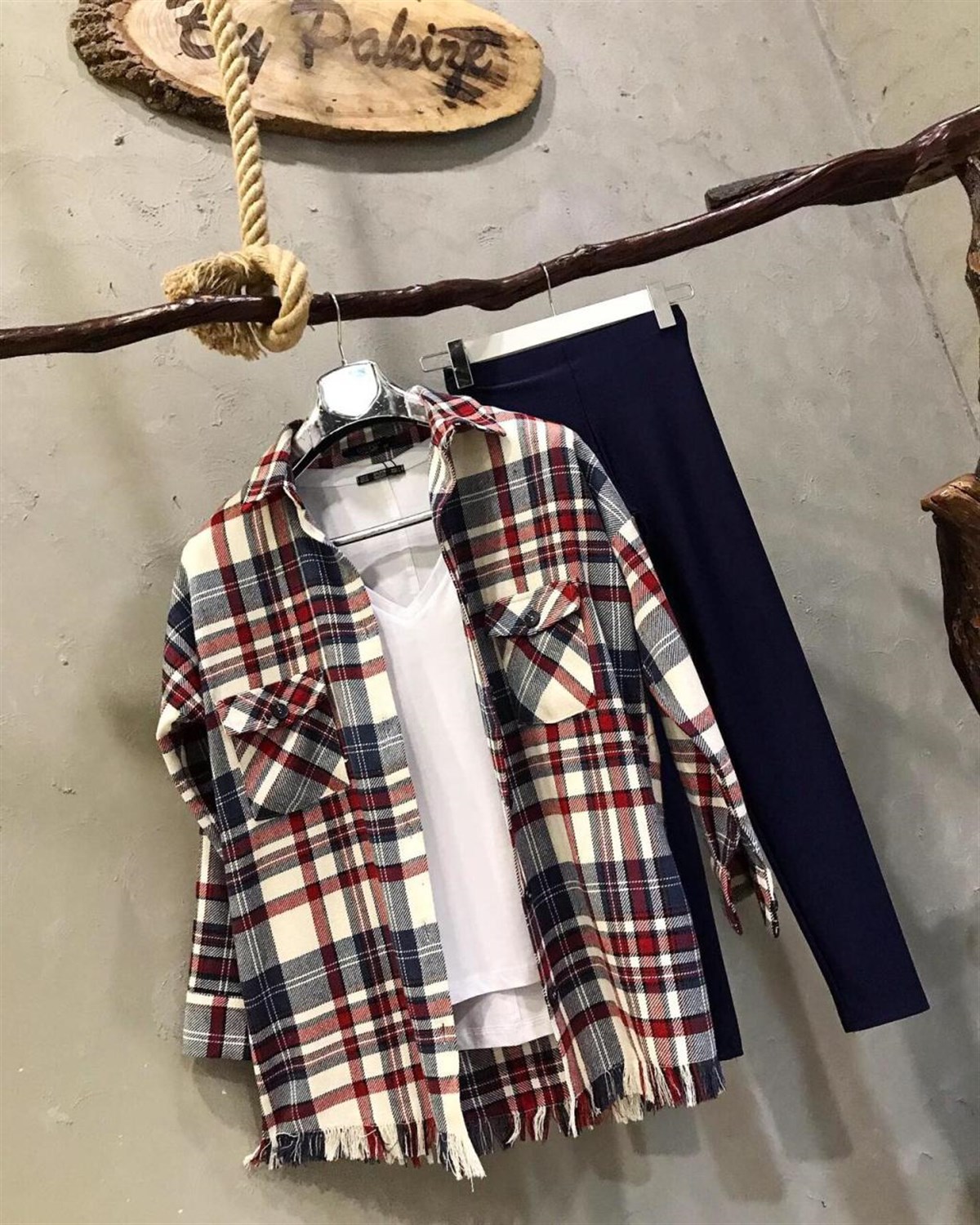 Oversize Oduncu Gömlek (LACİKIRMIZI)