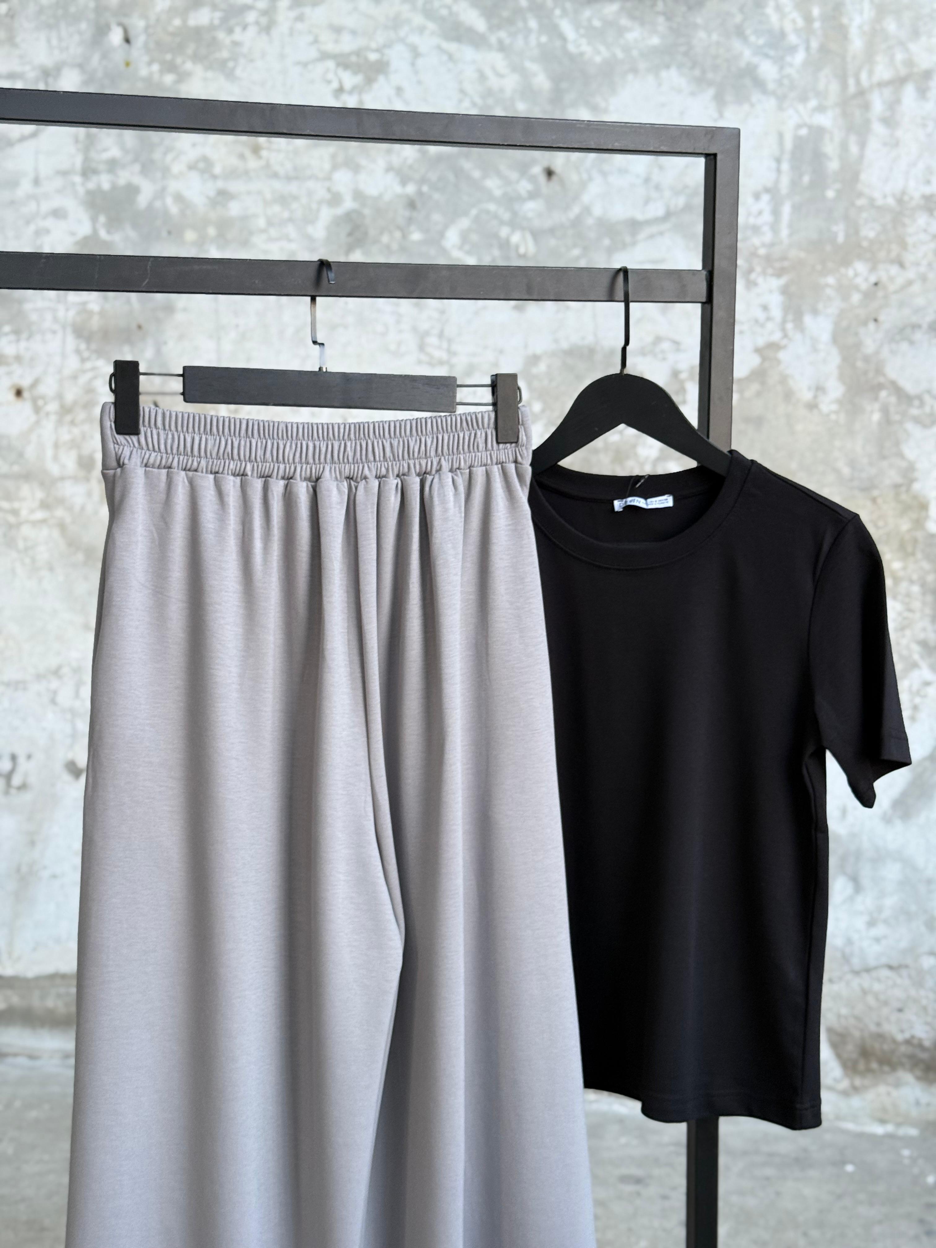 Oys Model Bel Lastik Detaylı Bol Pantolon (Açık Gri)