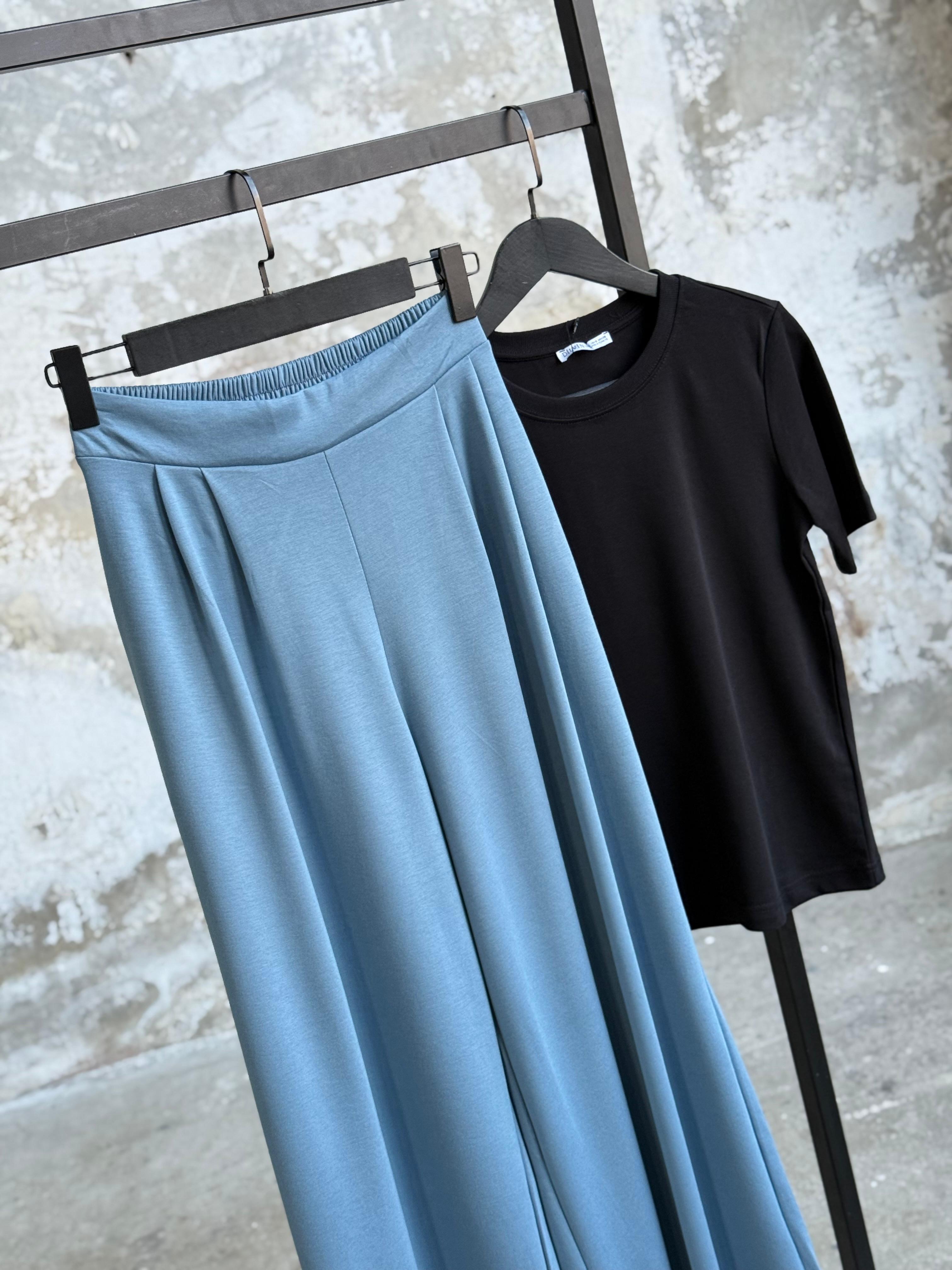 Oys Model Bel Lastik Detaylı Bol Pantolon (İndigo)