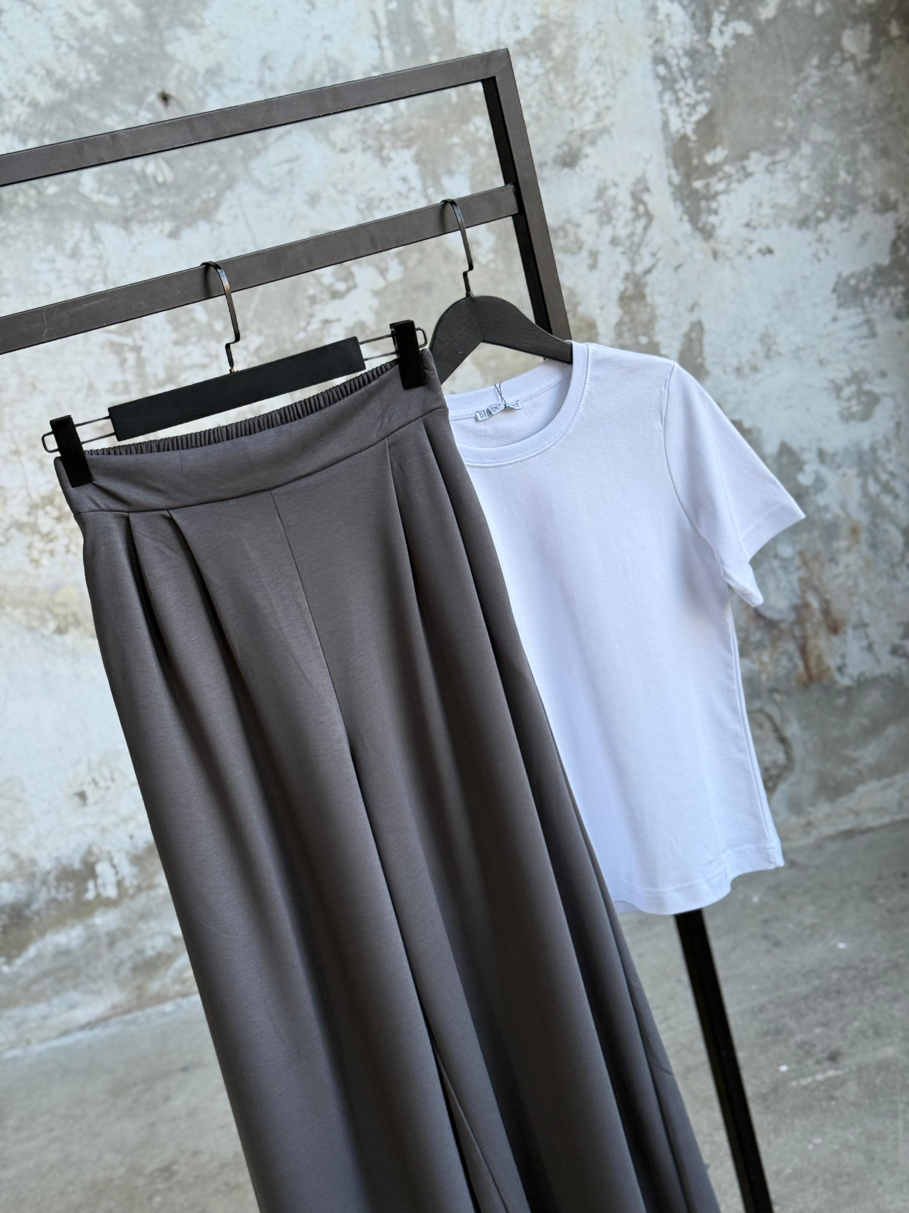 Oys Model Bel Lastik Detaylı Bol Pantolon (Antrasit)