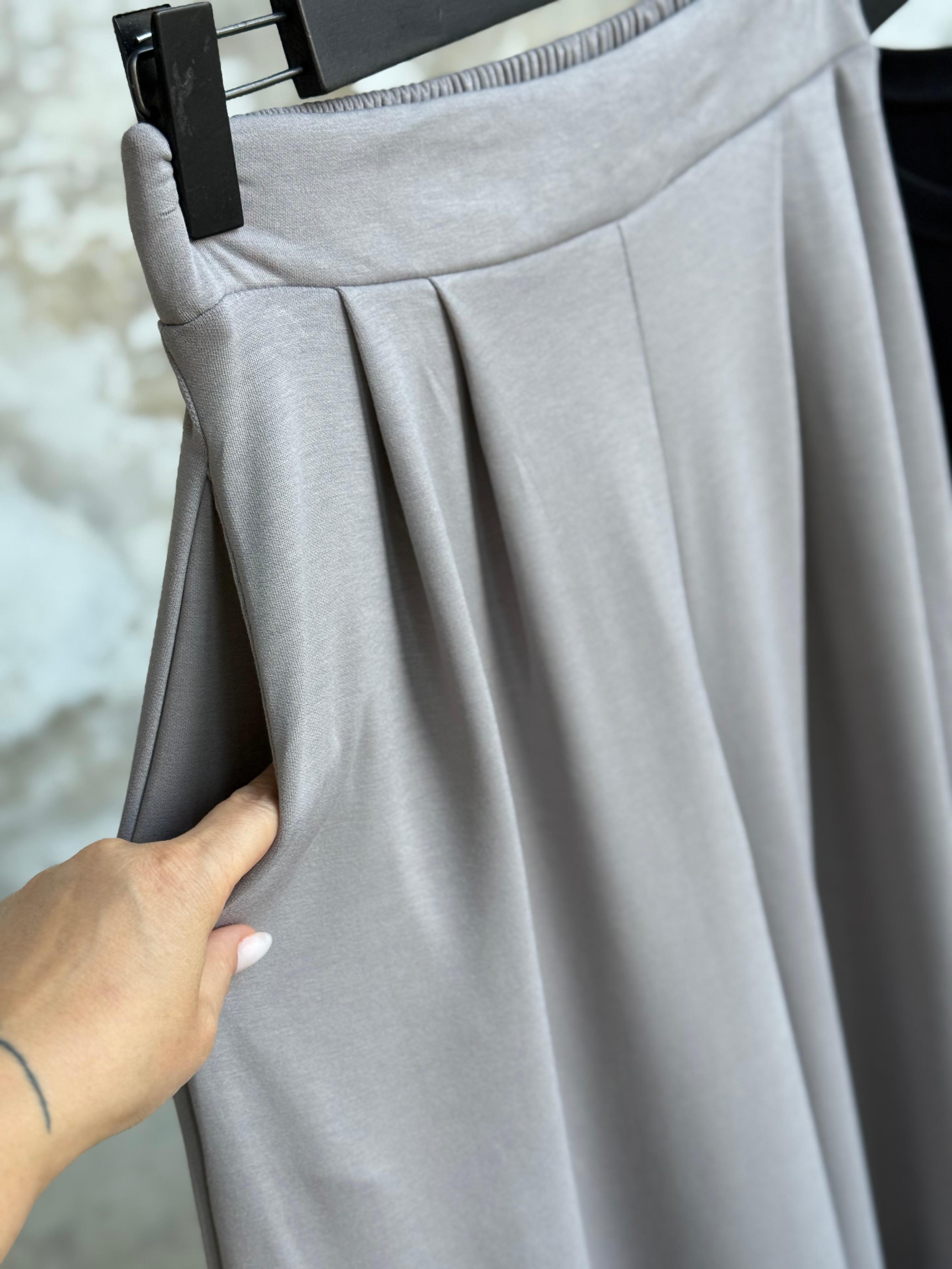 Oys Model Bel Lastik Detaylı Bol Pantolon (Açık Gri)