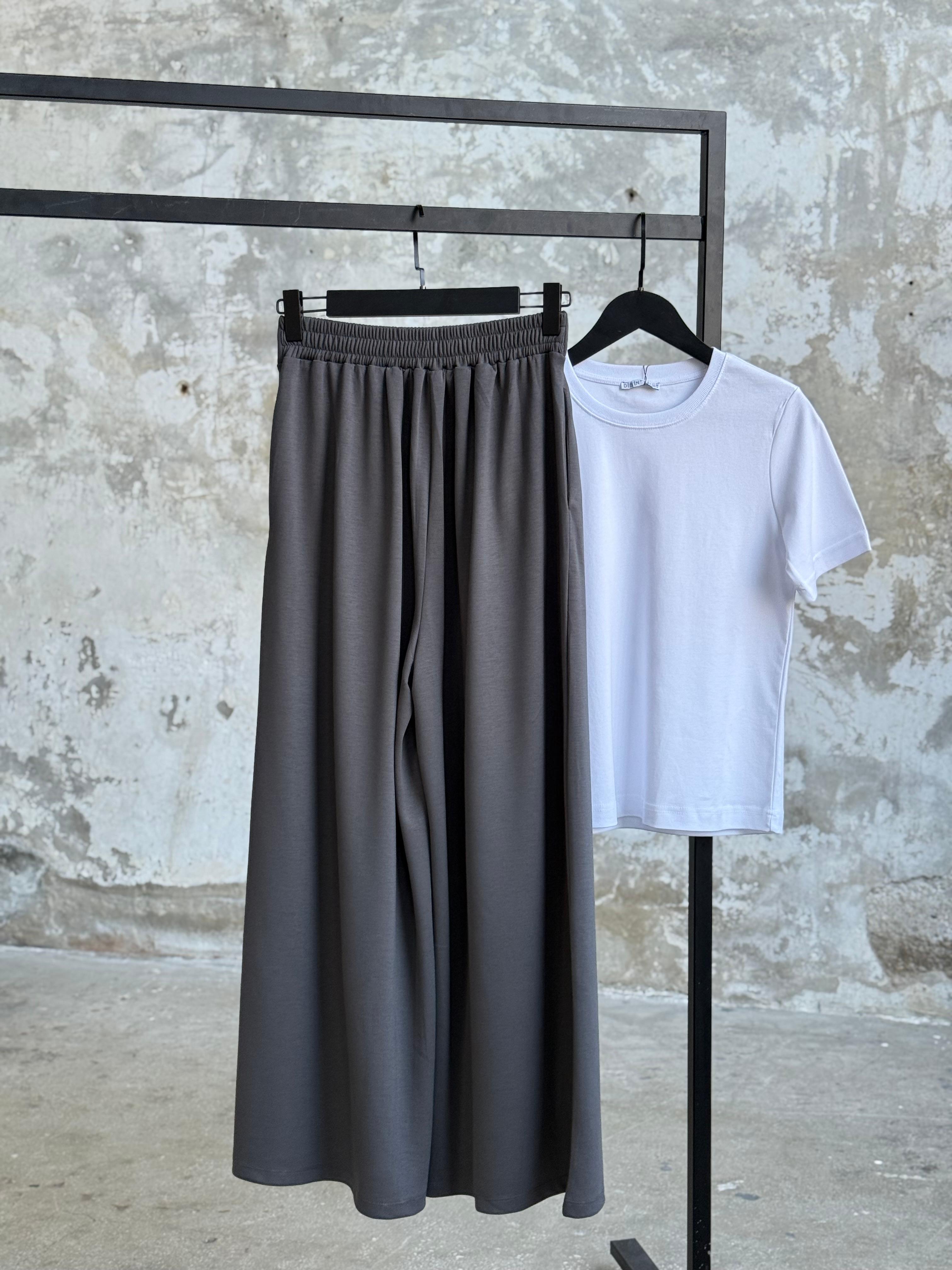 Oys Model Bel Lastik Detaylı Bol Pantolon (Antrasit)