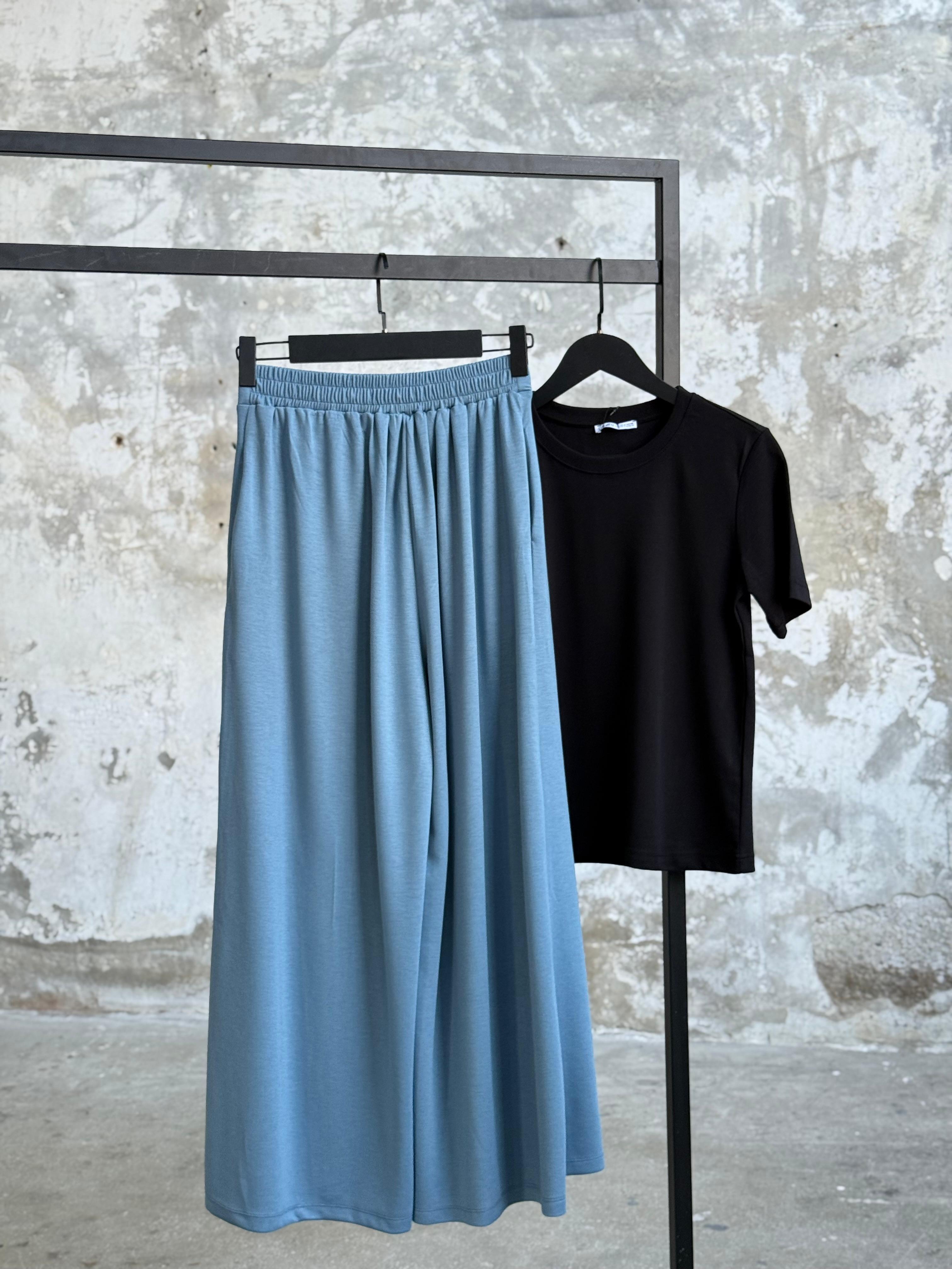 Oys Model Bel Lastik Detaylı Bol Pantolon (İndigo)