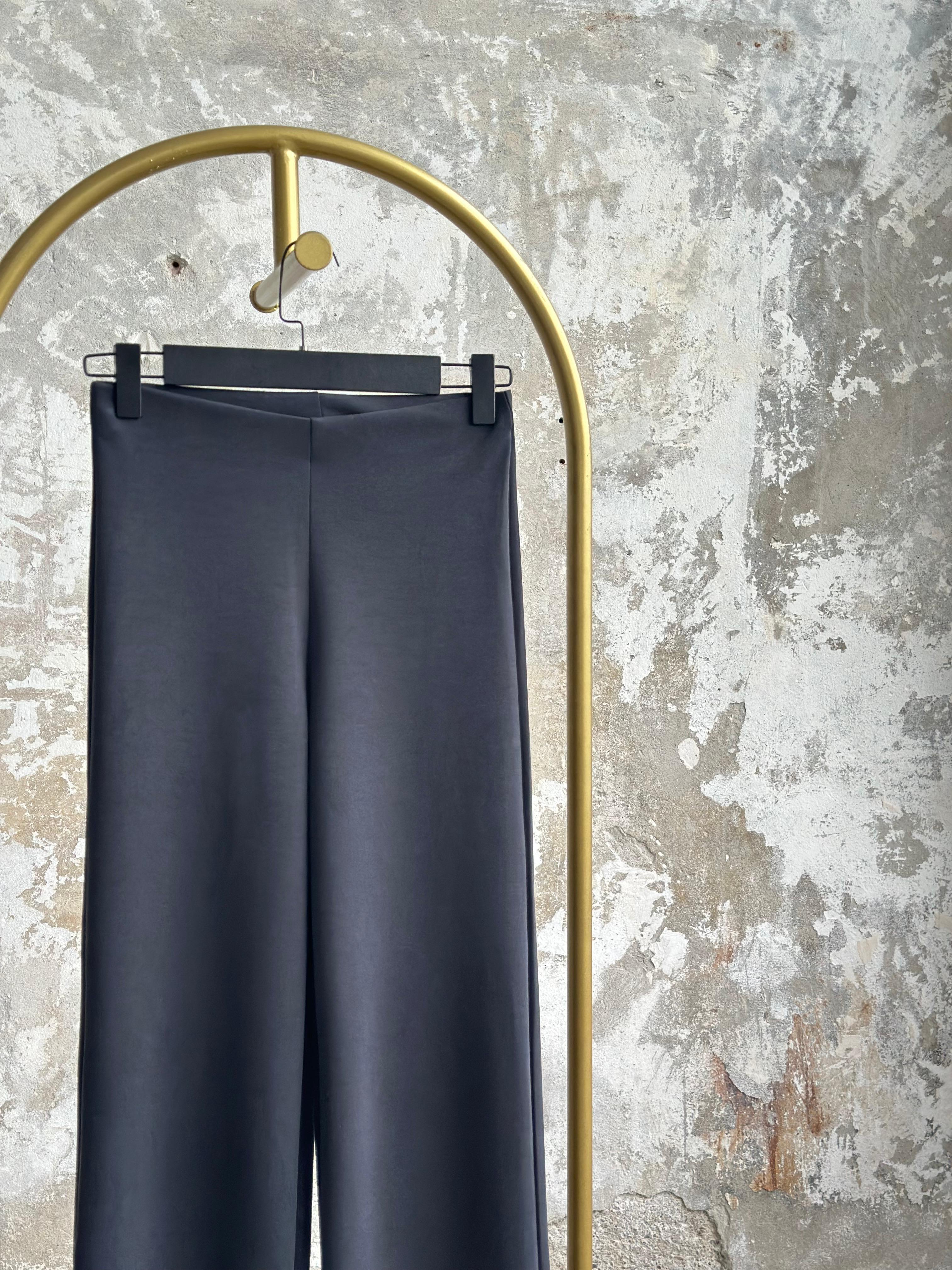 Oysh Kumaş Palazzo Kadın Pantolon (Antrasit)