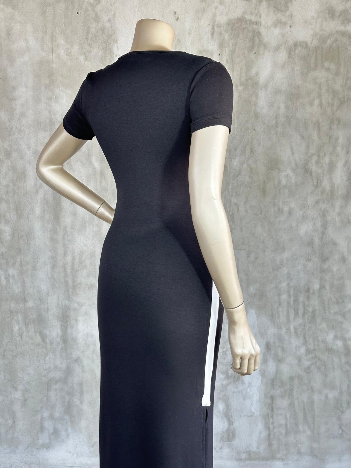 Oysho Kumaş Yanı Beyaz Şerit Detaylı Elbise (Siyah)