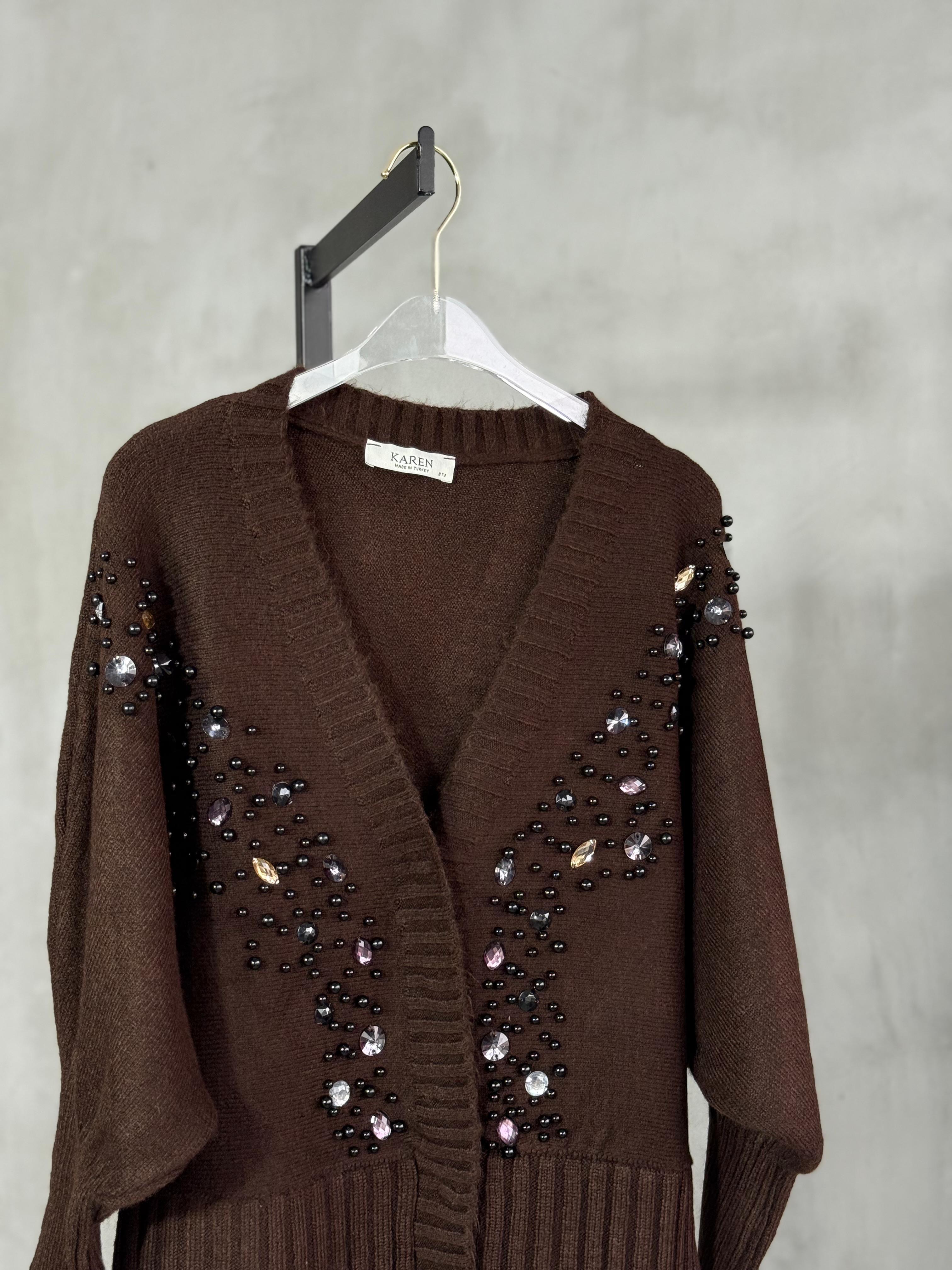 Özel El İşçilikli Premium Hırka (Kahve)