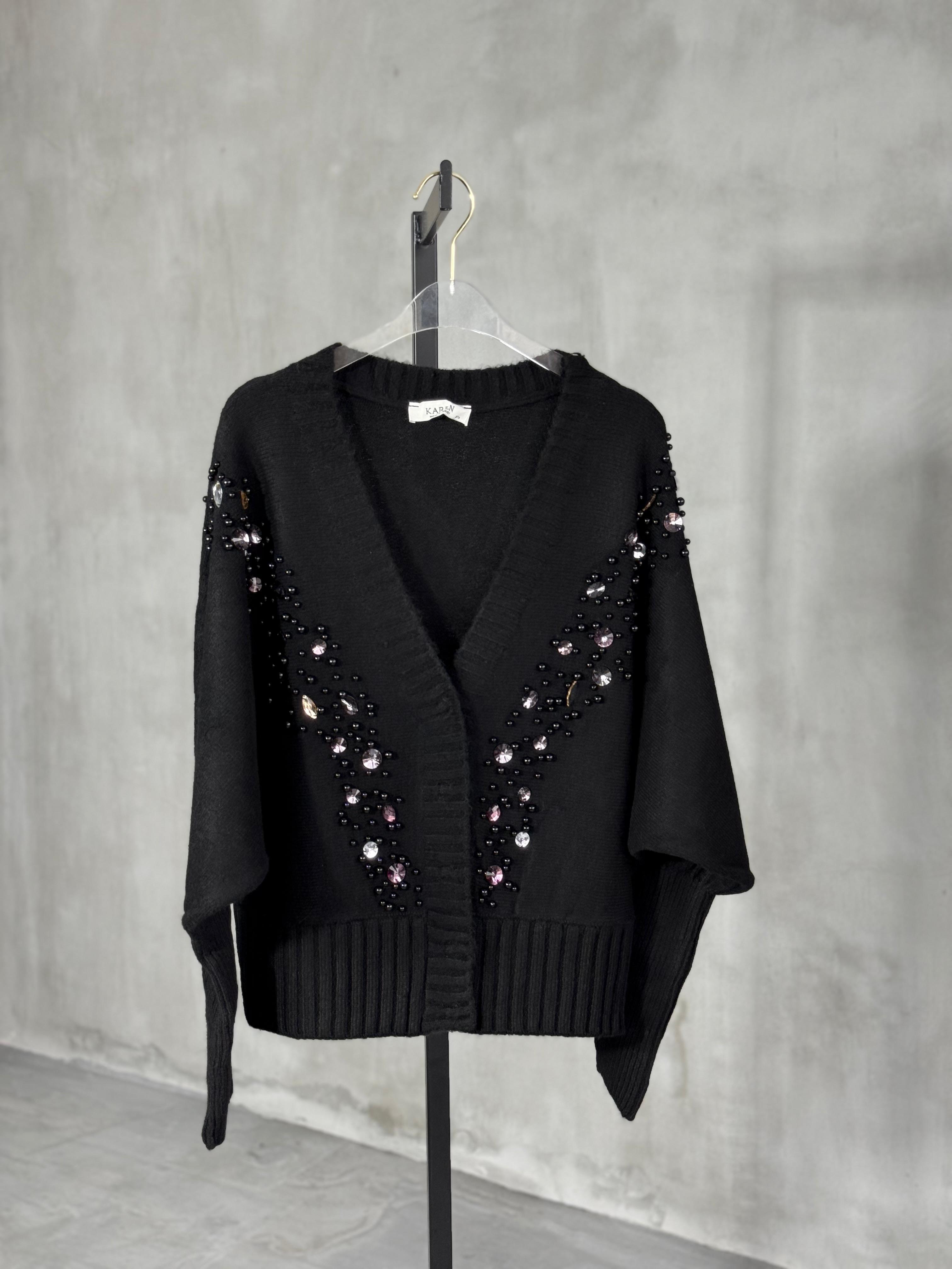 Özel El İşçilikli Premium Hırka (Siyah)