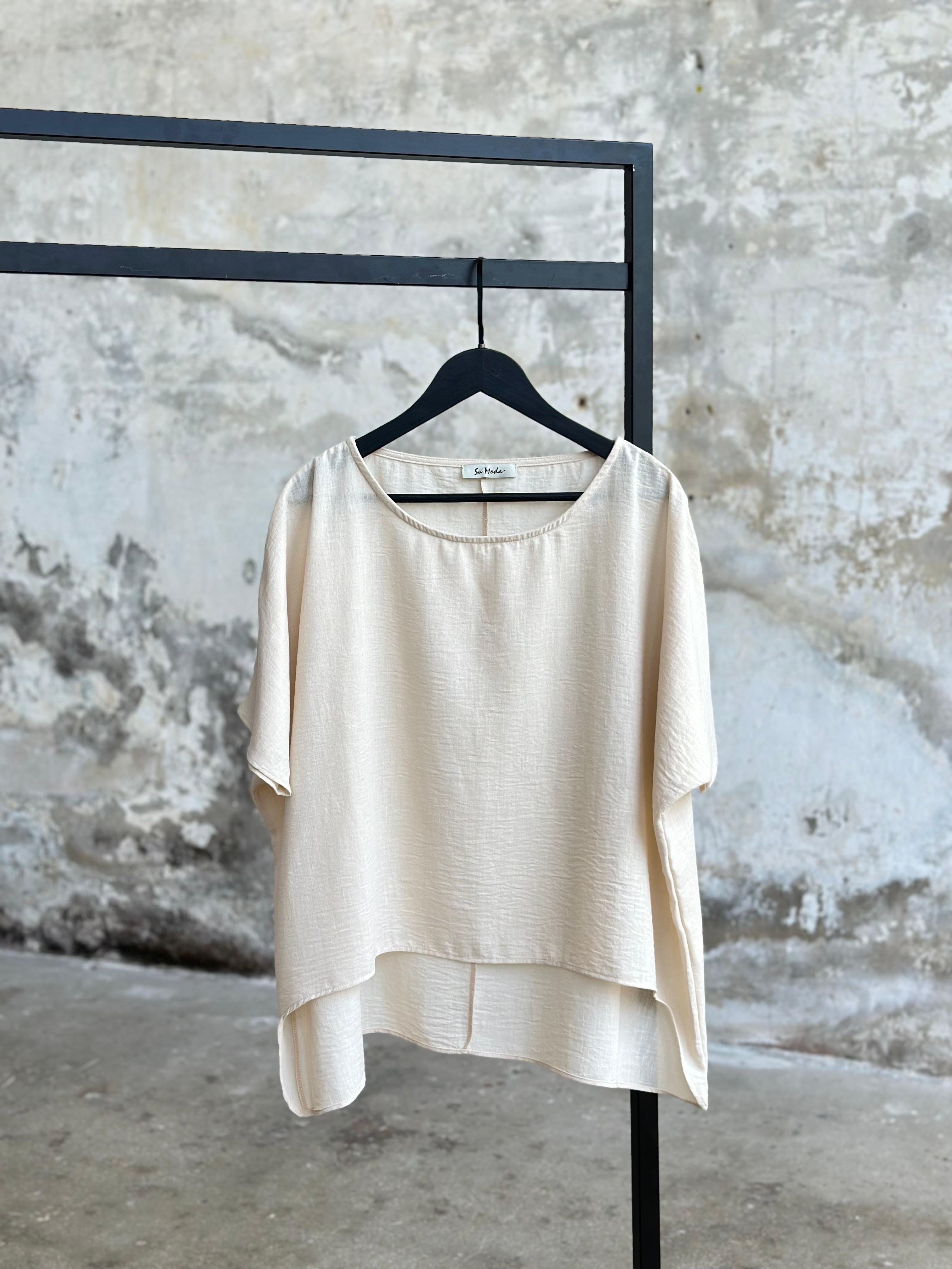 Pamuk Keten Kadın Bluz (Siyah/Beyaz)