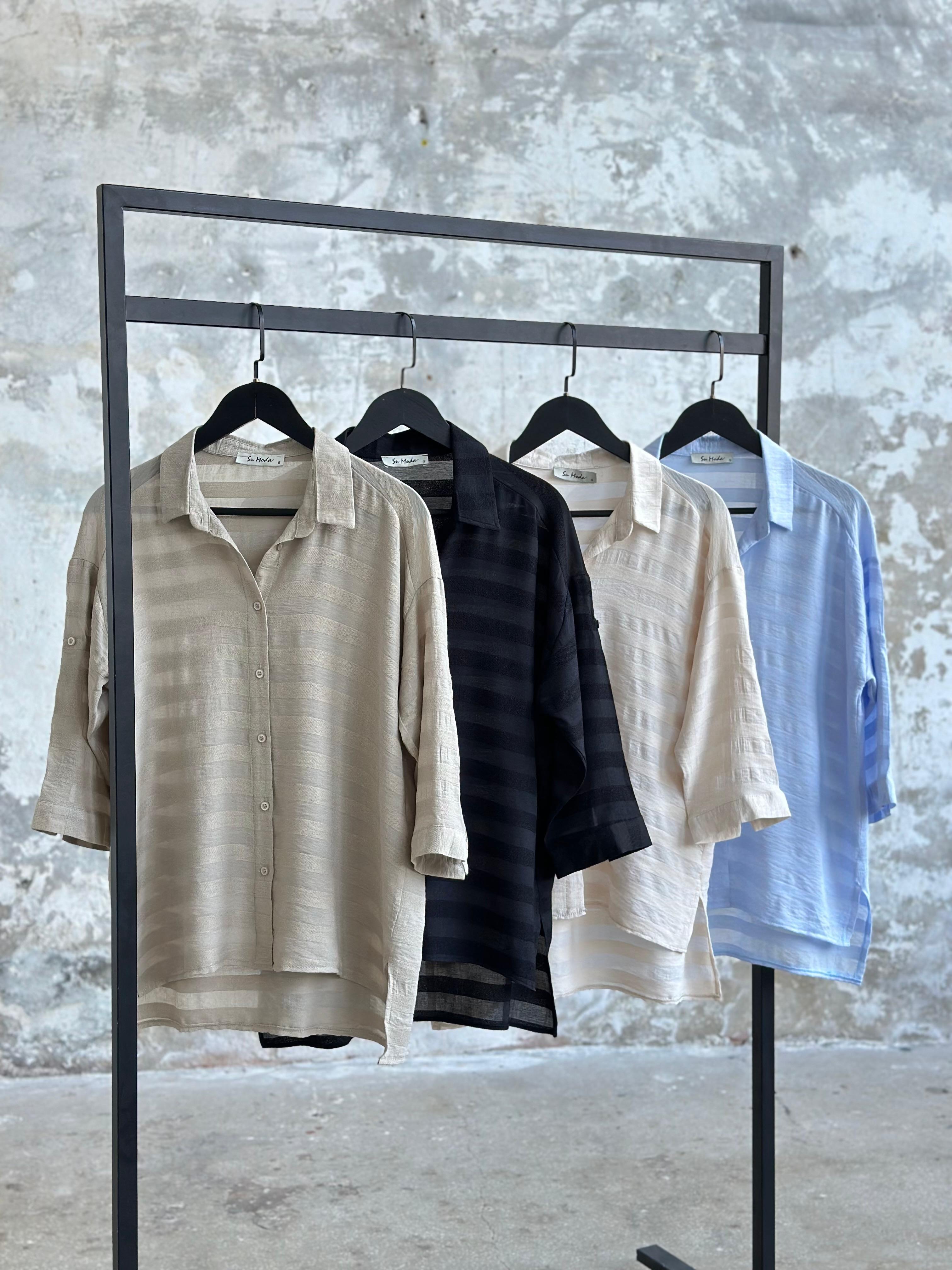 Pamuk Keten Oversize Gömlek (Siyah)