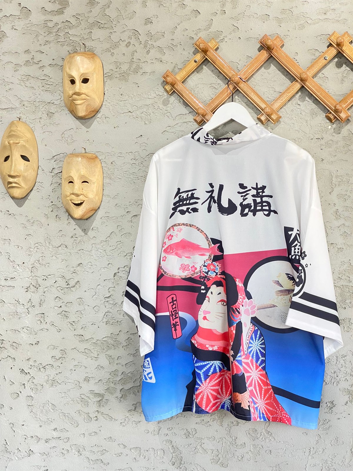 Pamuk Şifon Tasarım Beyaz Kimono 