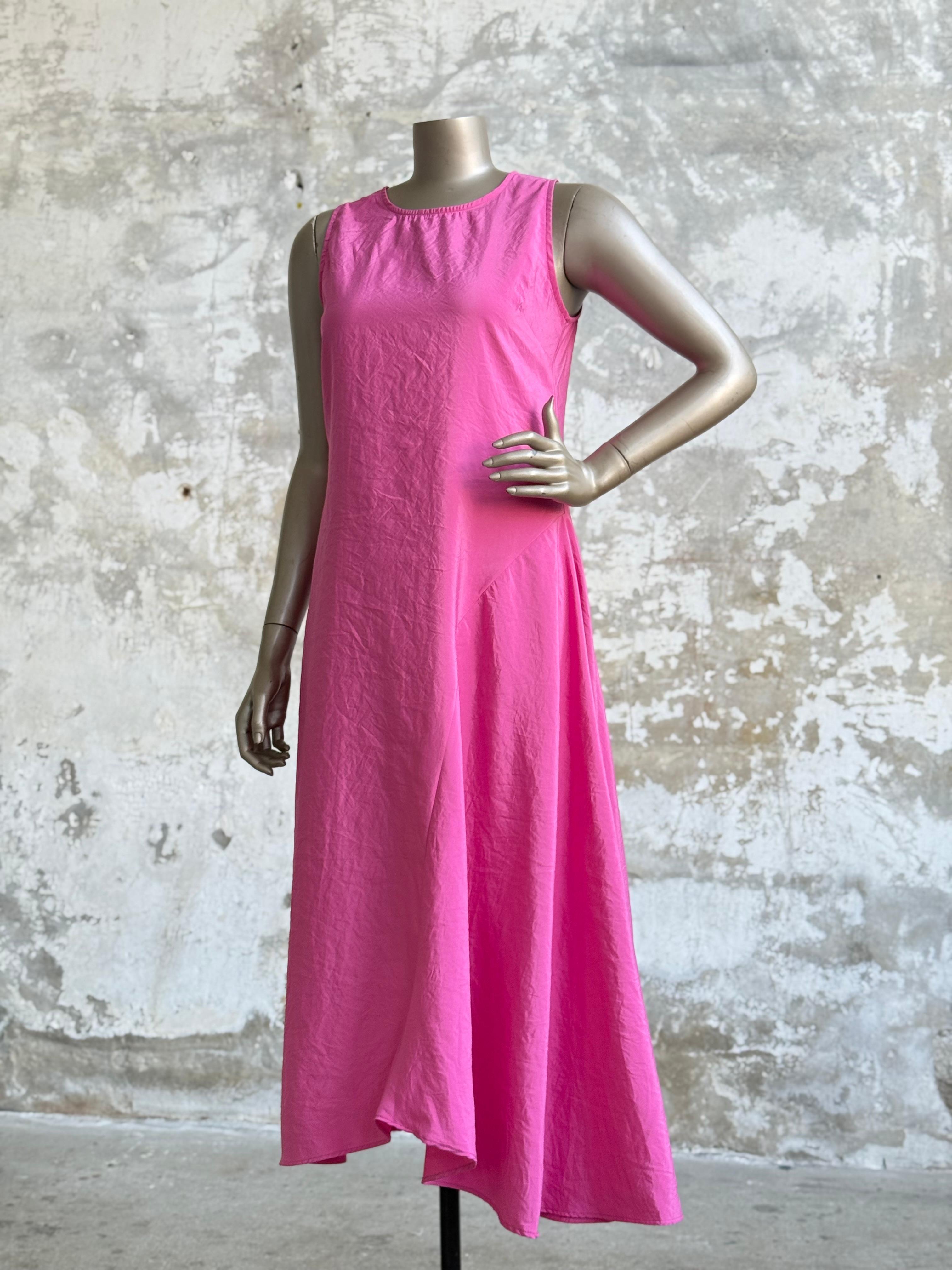 Paraşüt Kumaş Bisiklet Yaka Elbise (Pembe)