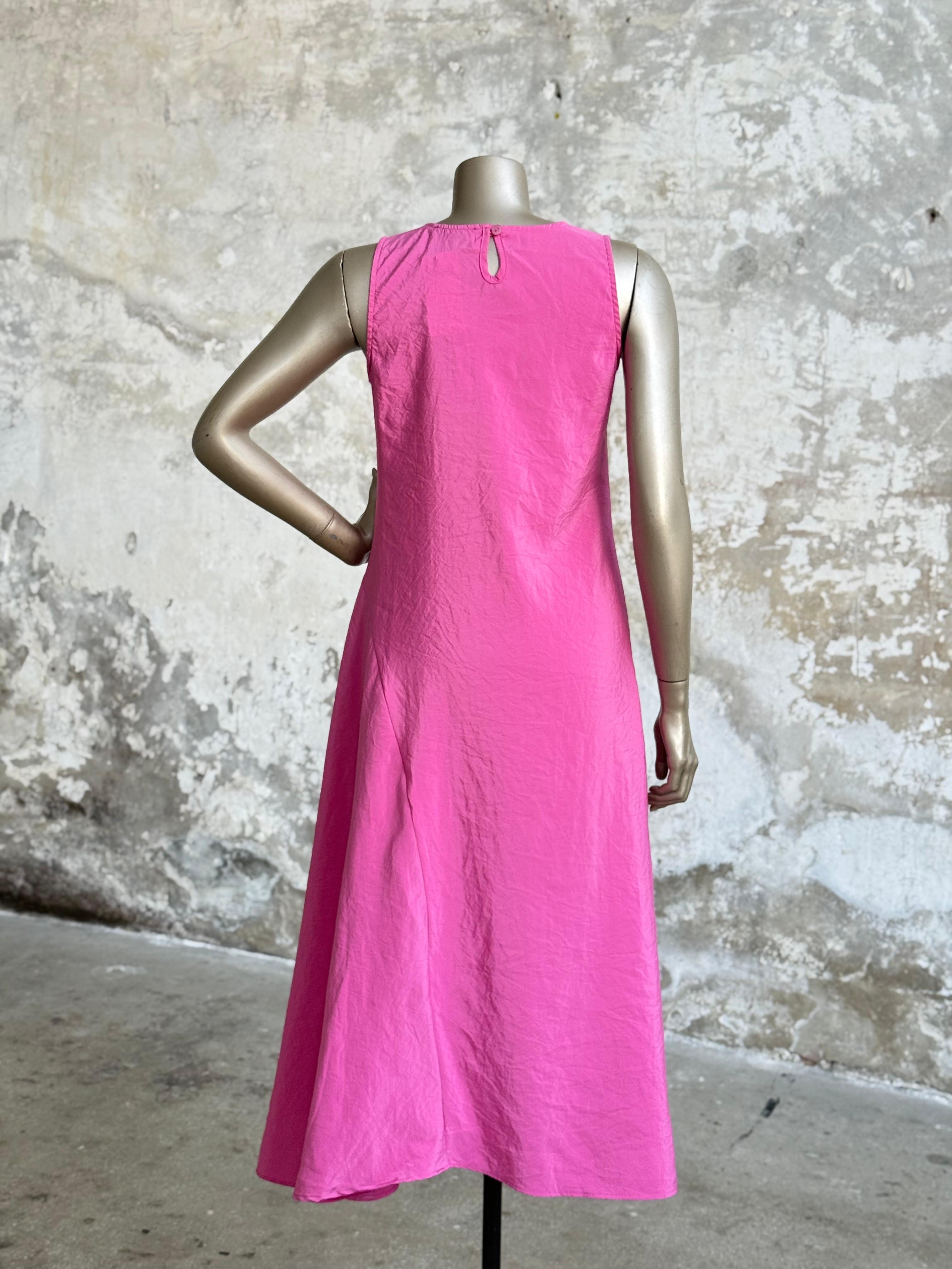 Paraşüt Kumaş Bisiklet Yaka Elbise (Pembe)