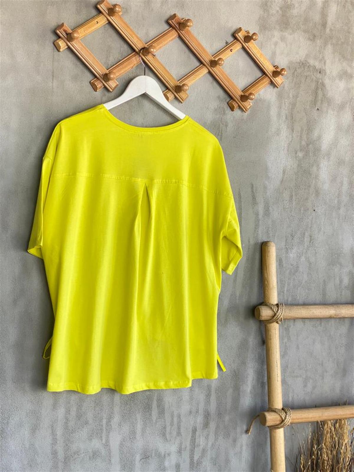 Paraşüt Kumaş Ön Büzgülü Tshirt (Yağ Yeşil)