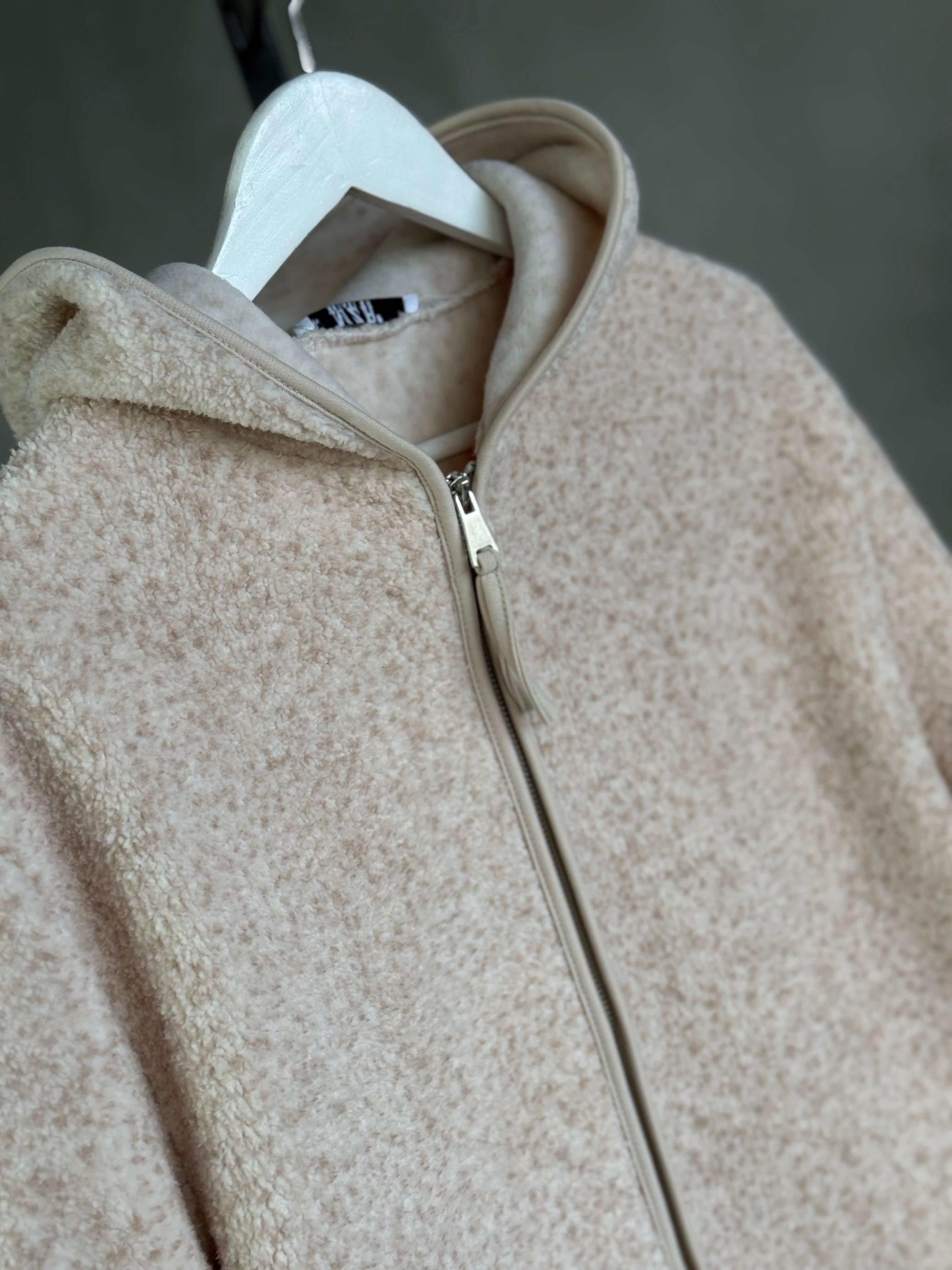 Peluş Teddy Cepli Ceket (Taş)