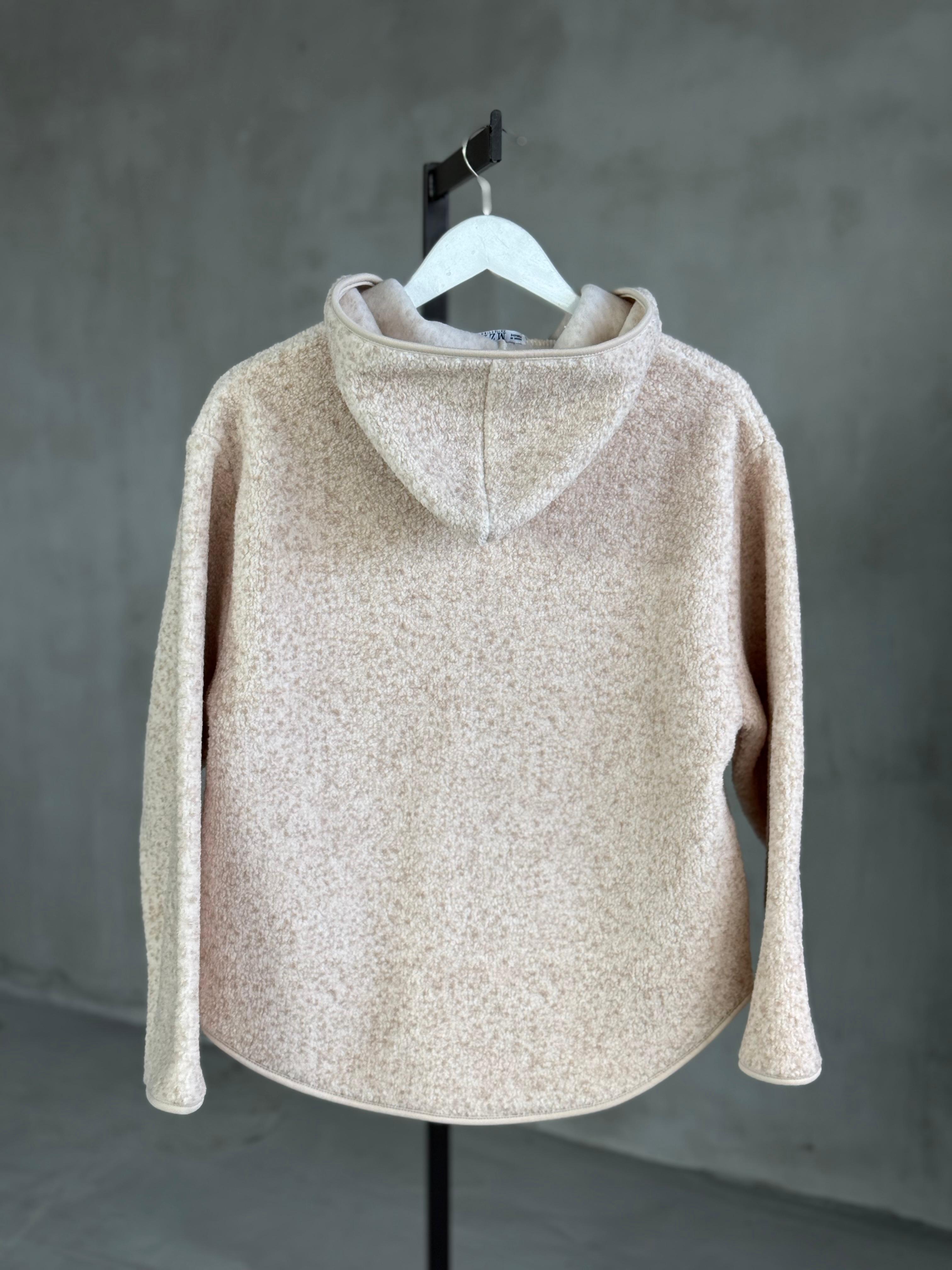 Peluş Teddy Cepli Ceket (Taş)