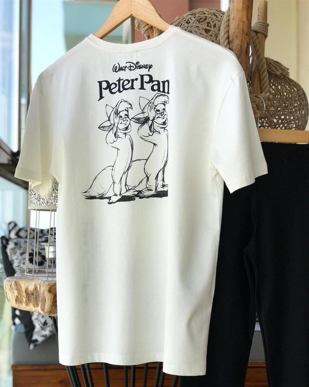 Peter Pan Desenli Sırt Detaylı Dokuma Penye Kumaş Tshirt