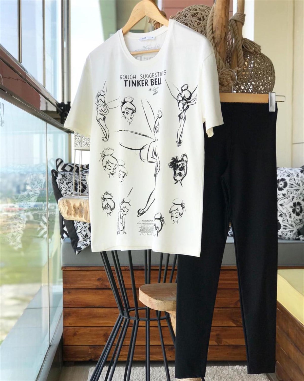 Peter Pan Desenli Sırt Detaylı Dokuma Penye Kumaş Tshirt