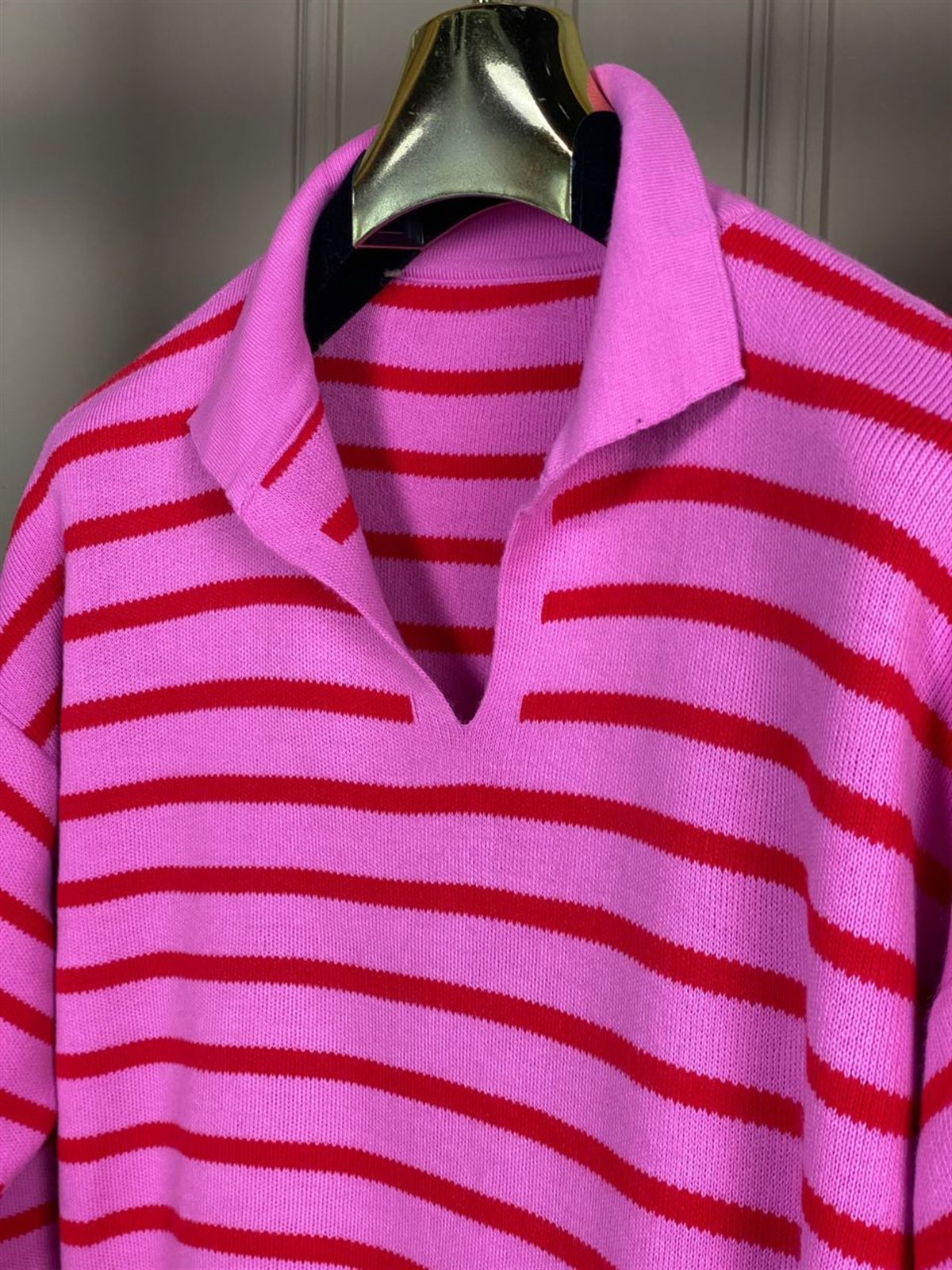 Polo Yaka Crop Line Triko Kazak
