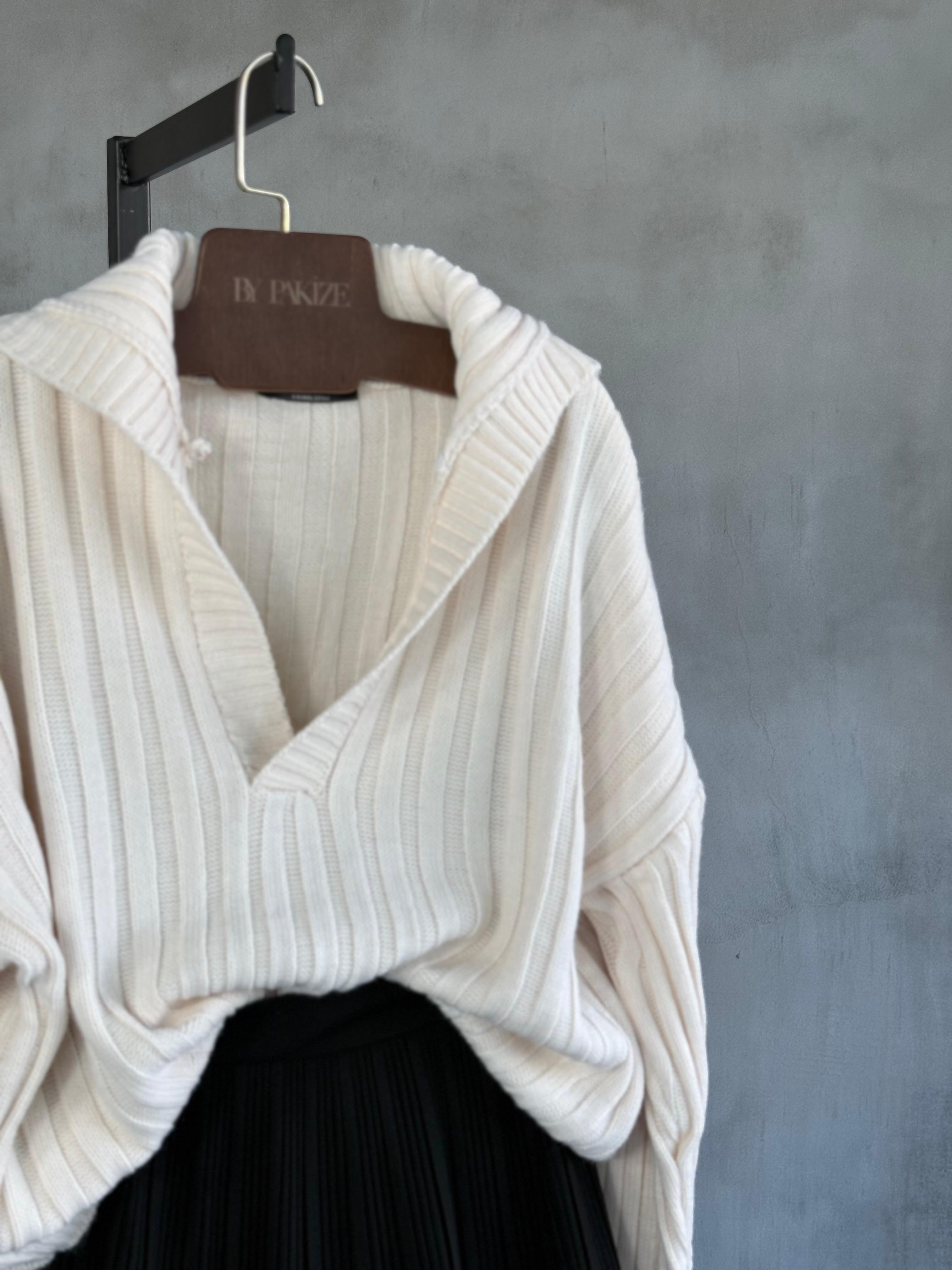 Polo Yaka Oversize Kazak (Bej)