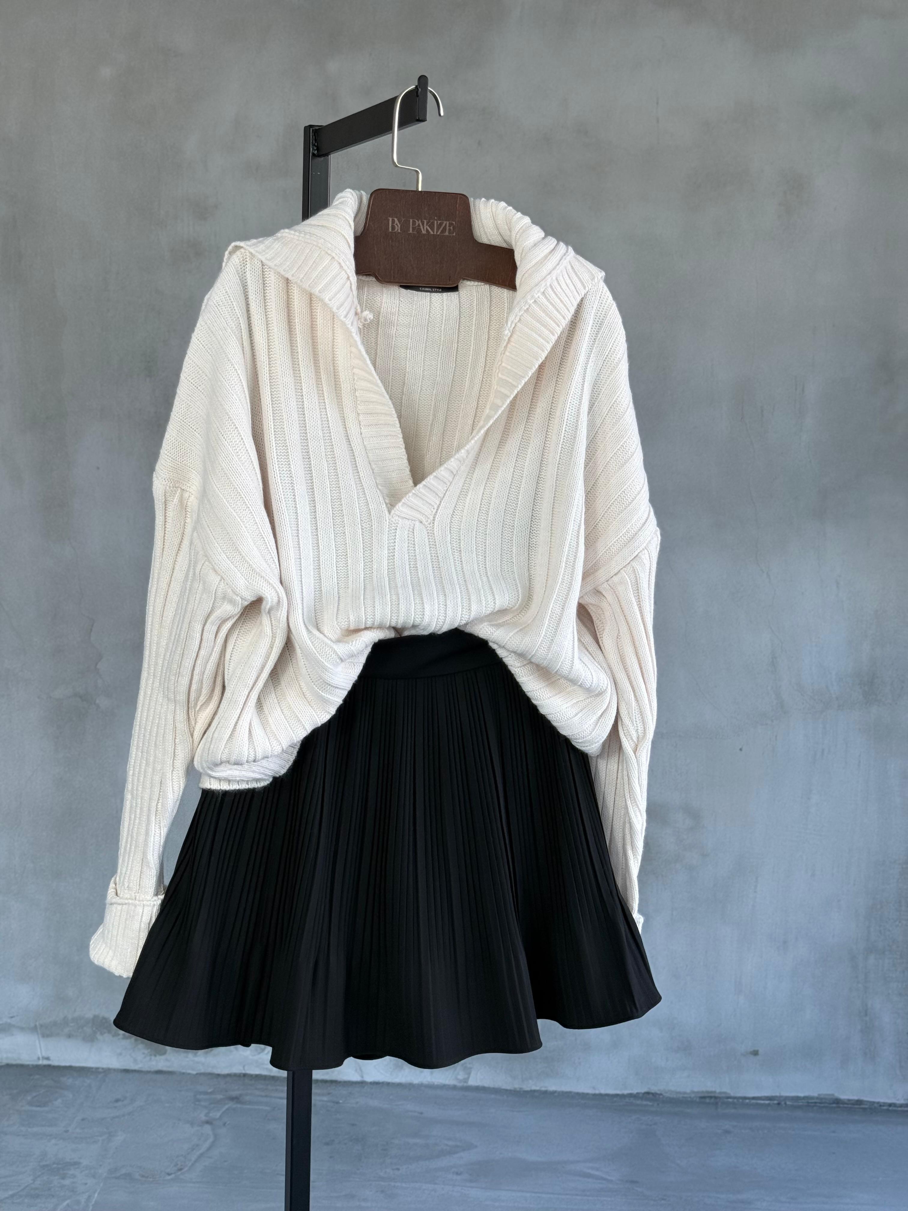 Polo Yaka Oversize Kazak (Bej)