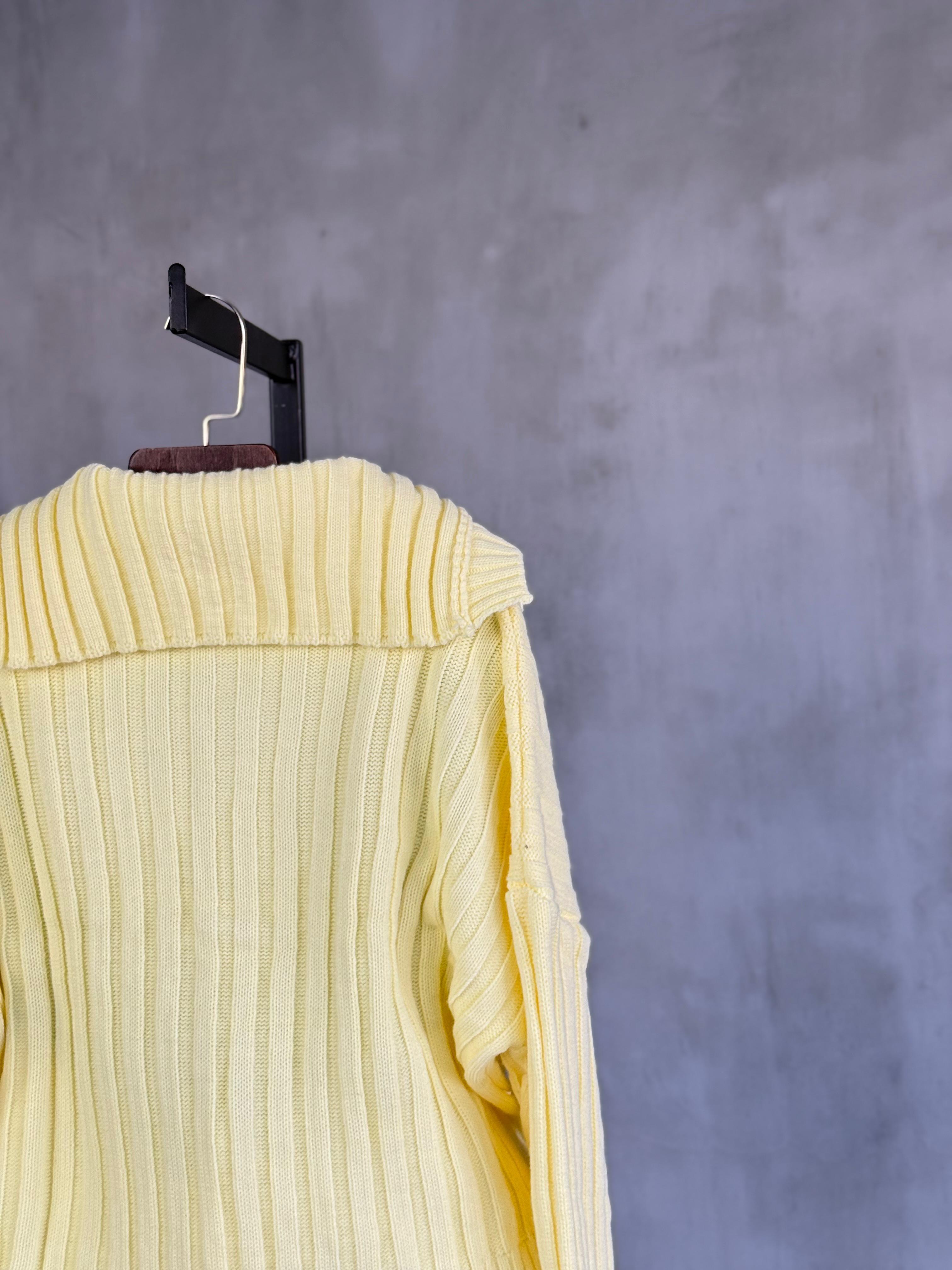 Polo Yaka Oversize Kazak (Sarı)