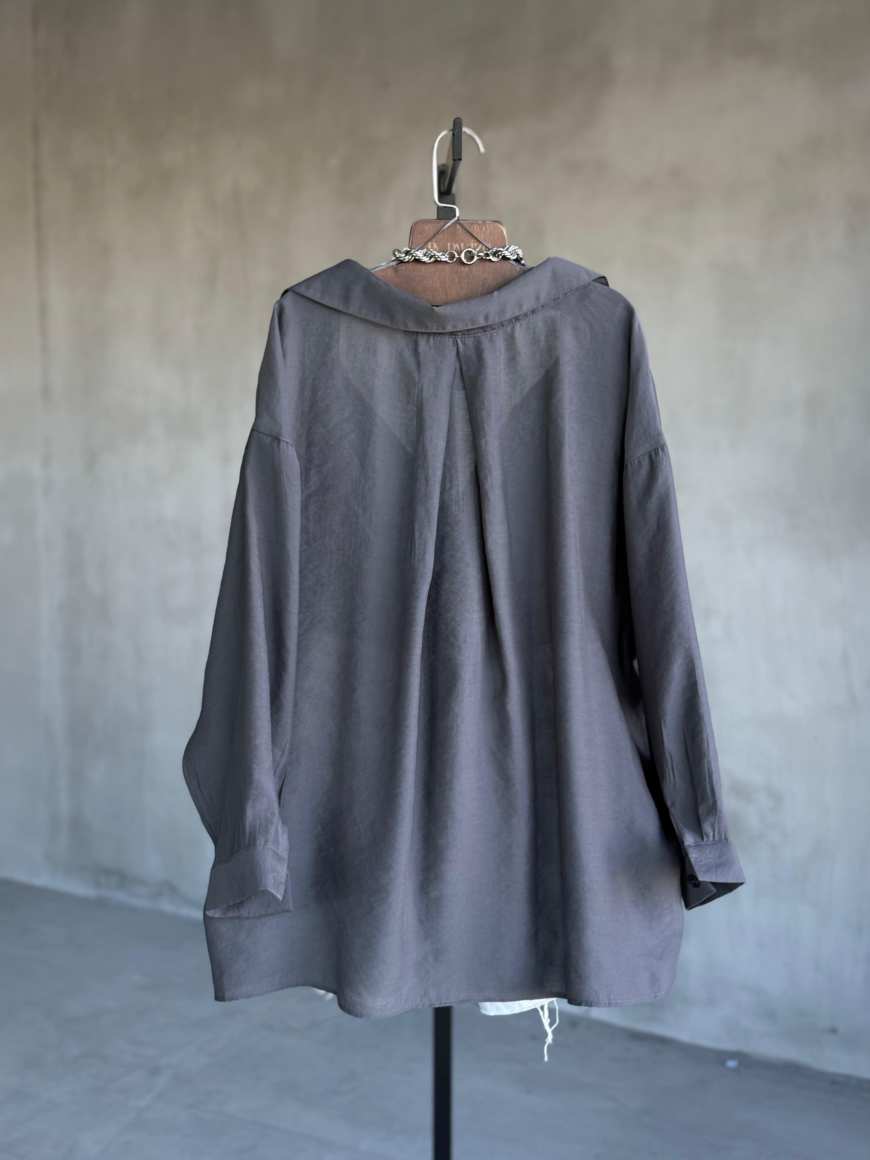 Premium Düşük Omuzlu Oversize Gömlek (Antrasit)