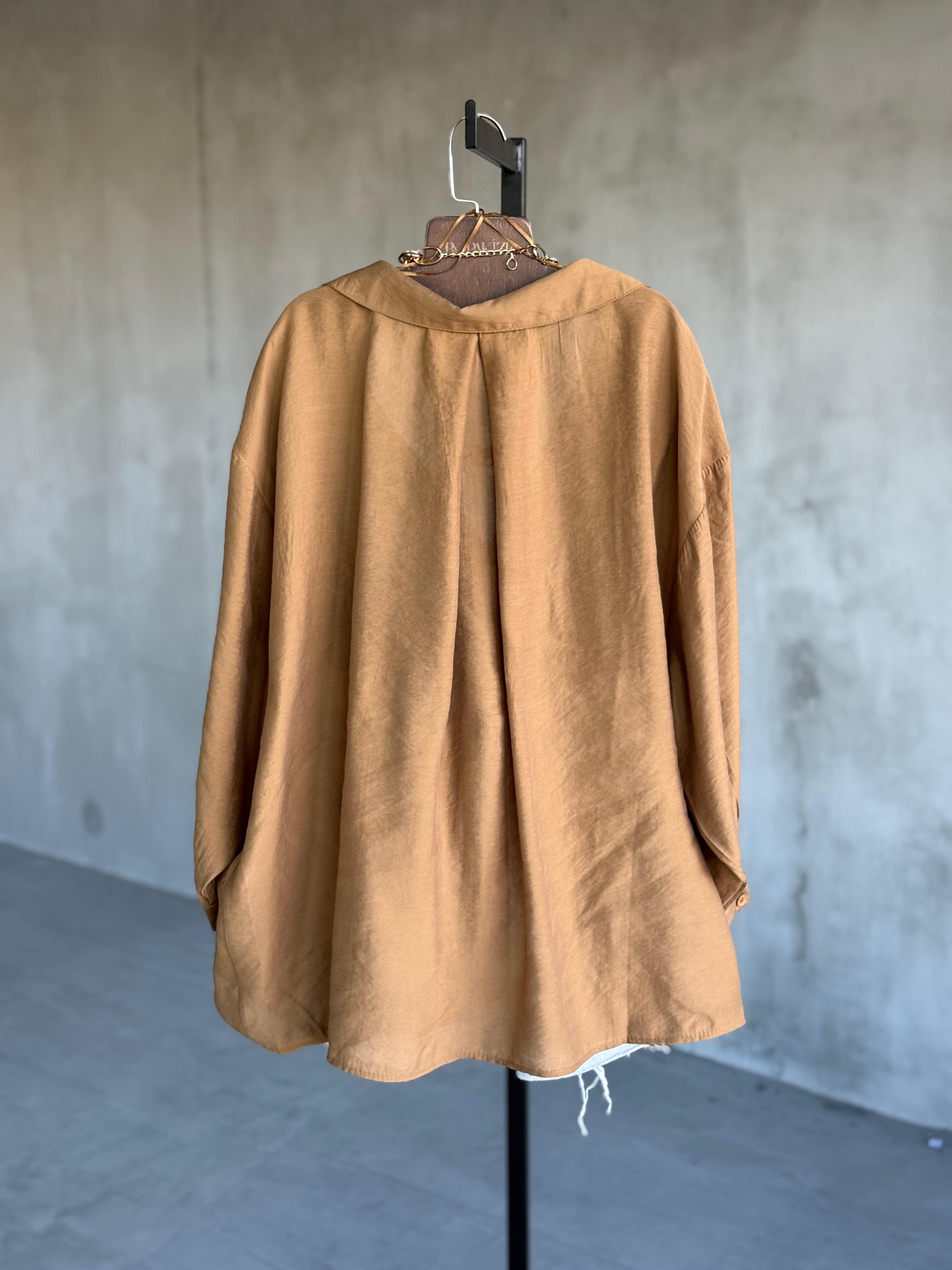 Premium Düşük Omuzlu Oversize Gömlek (Camel)